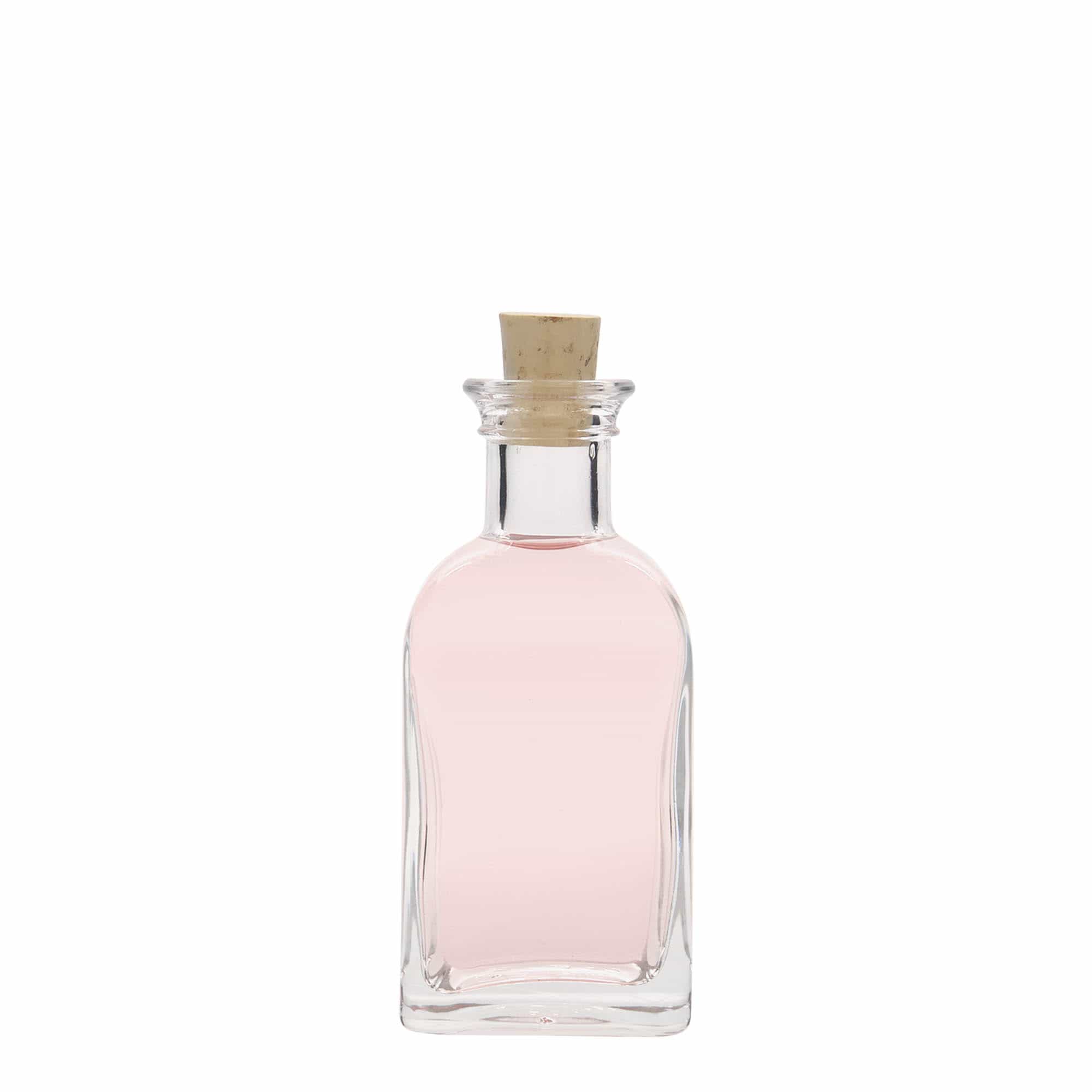 100 ml klaaspudel Apotheker Carré, ruudukujuline, avale: kork