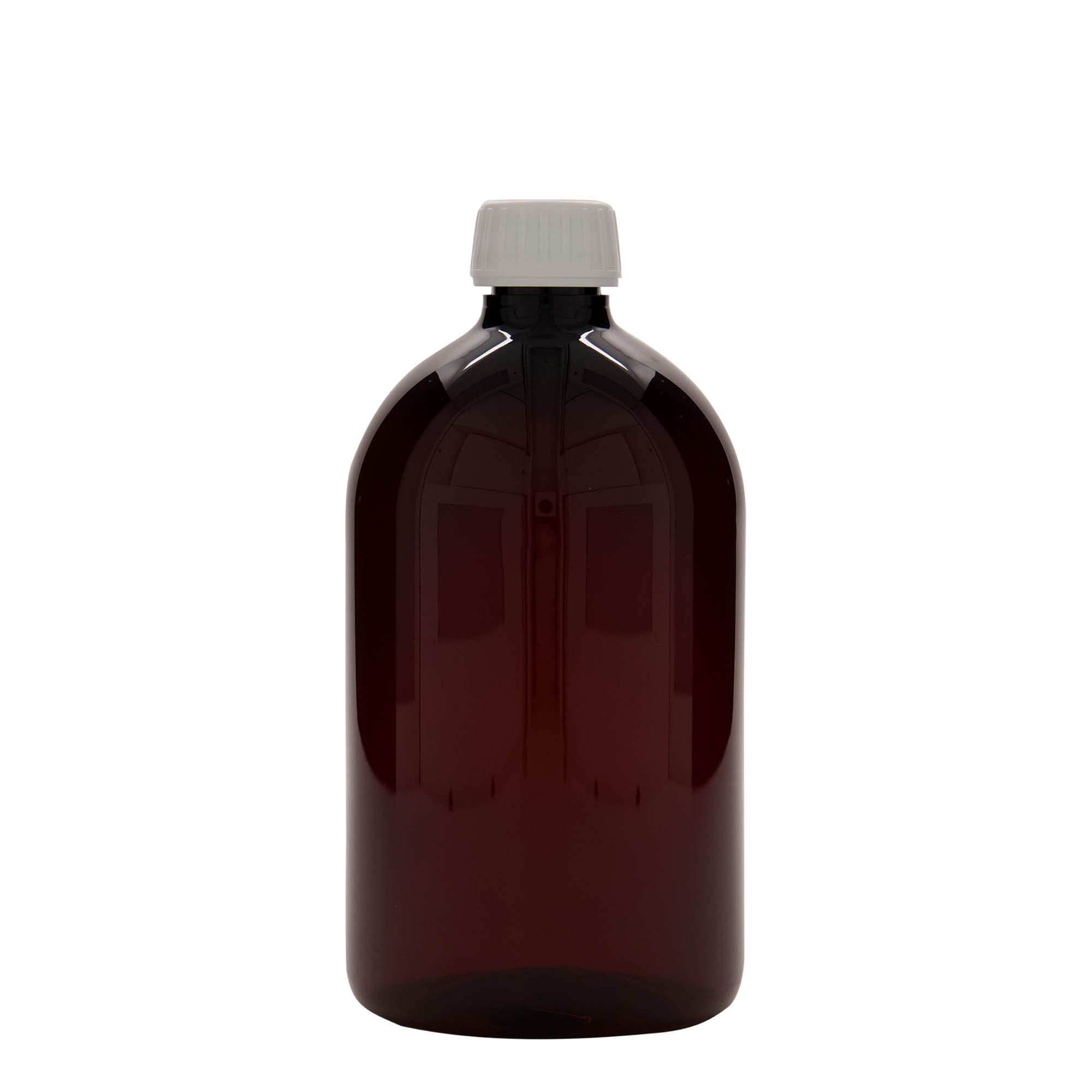 1.000 ml PET-meditsiinipudel, pruun, plastik, suuava: PP 28