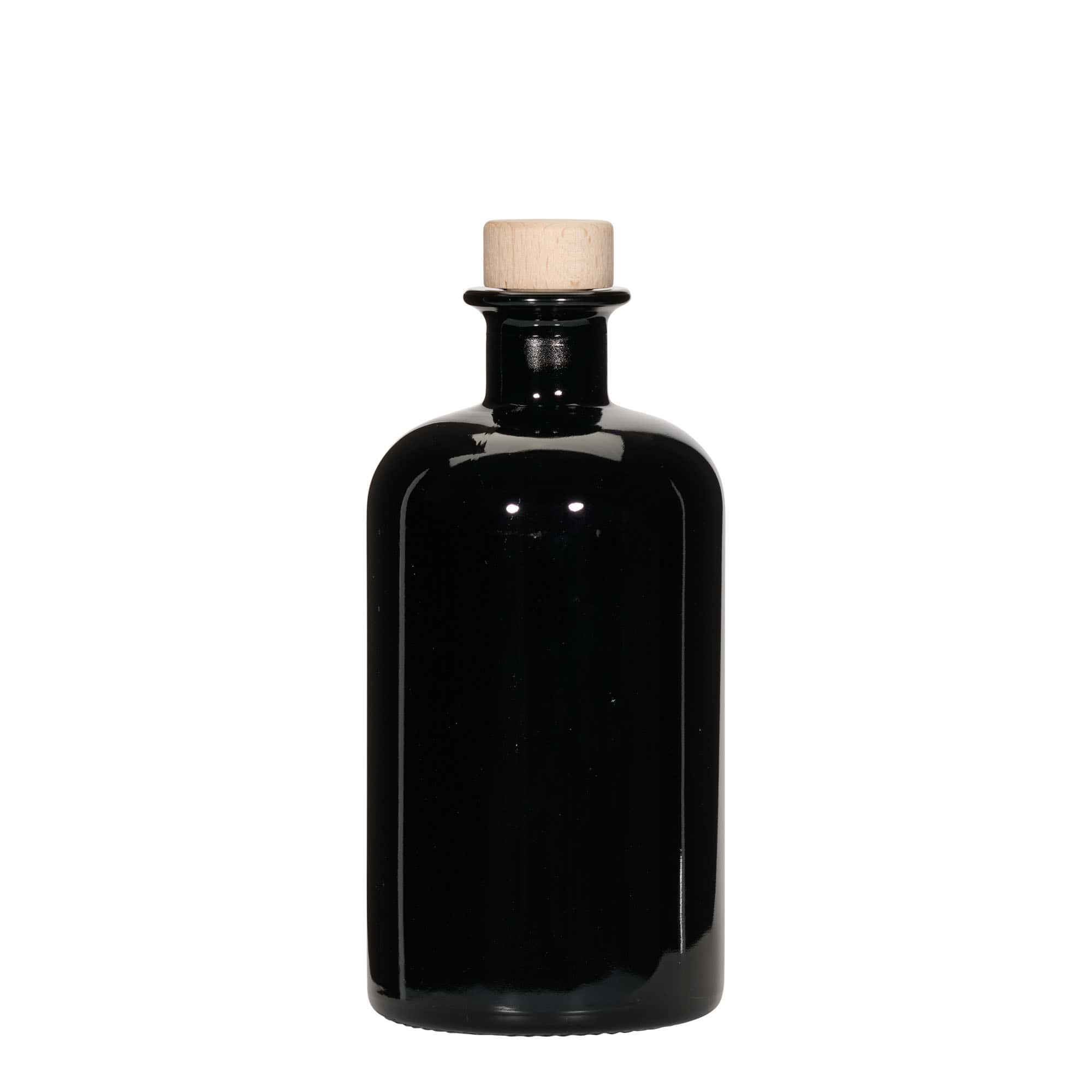 500 ml klaasist apteegipudel, must, sulgur: kork