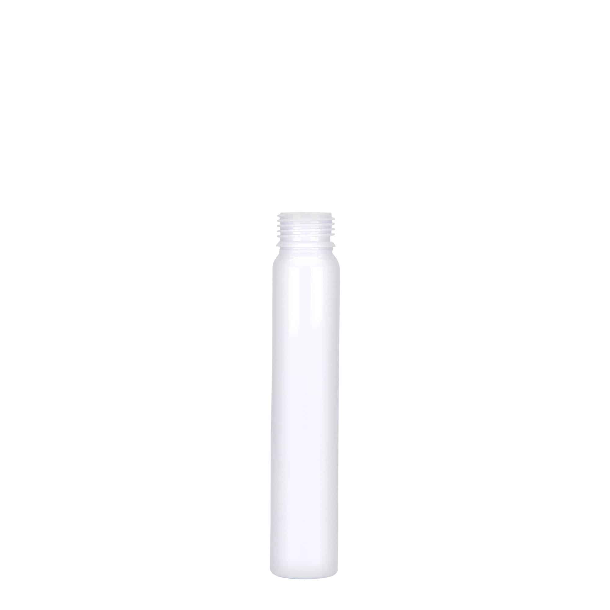 25 ml PET-torukesed, plastik, valge, ava: keeratava korkiga