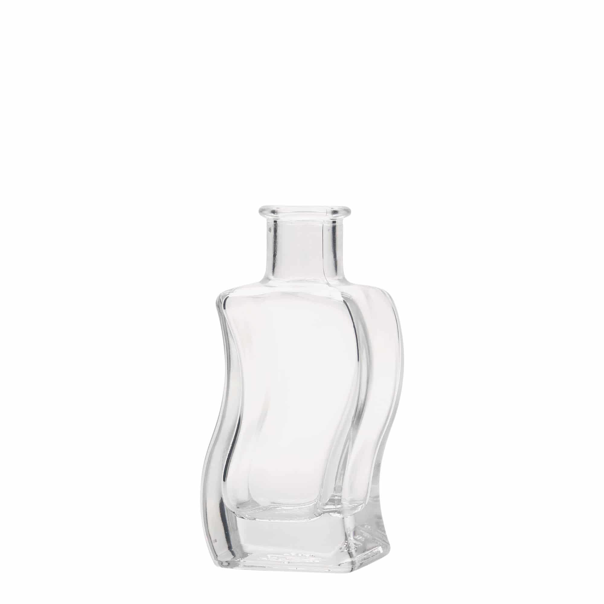 100 ml klaaspudel 'Welle', ruudukujuline, suuava: kork