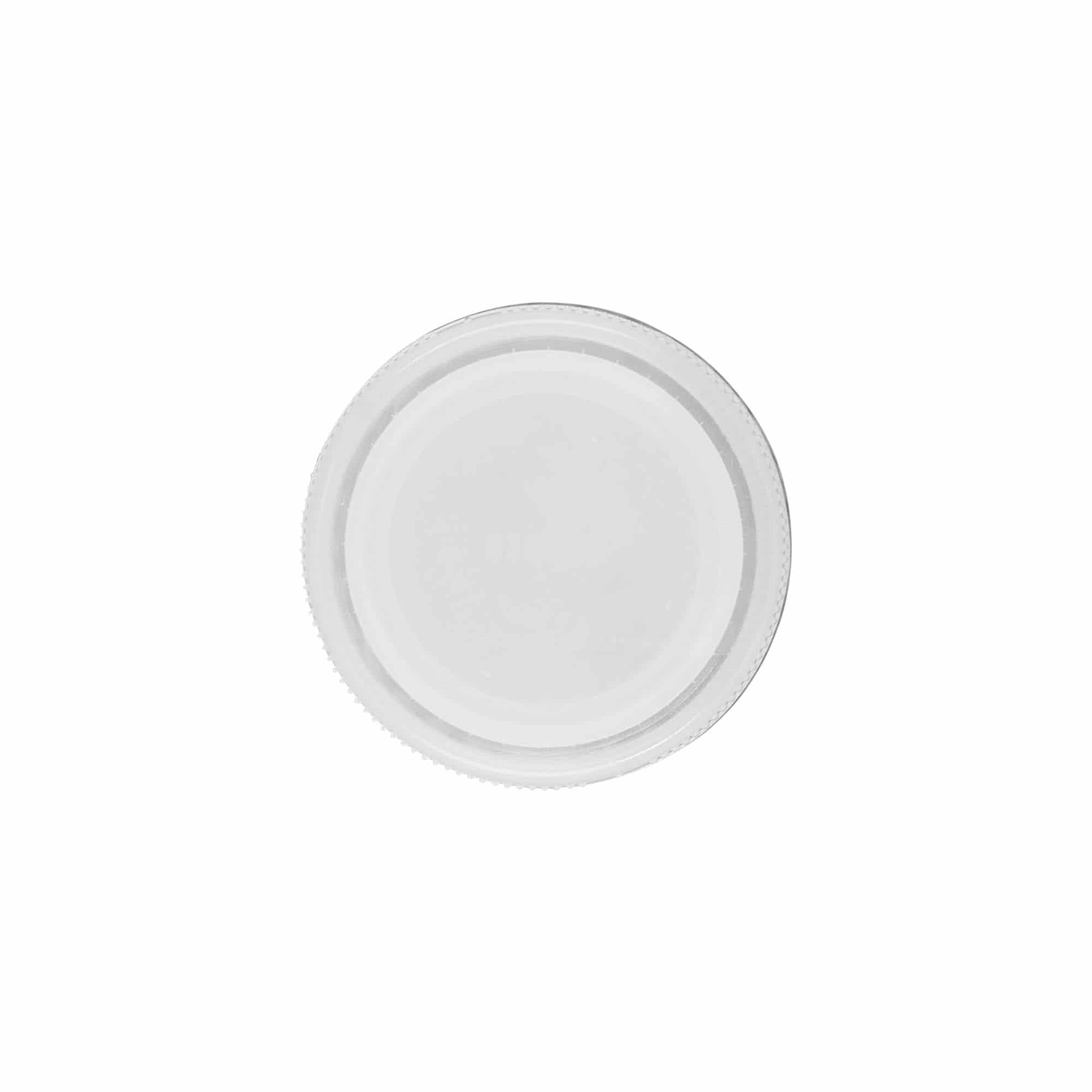 Keeratav kork kahe algusega keermega, PE-plast, valge, sulguri tüüp: PET 38 mm