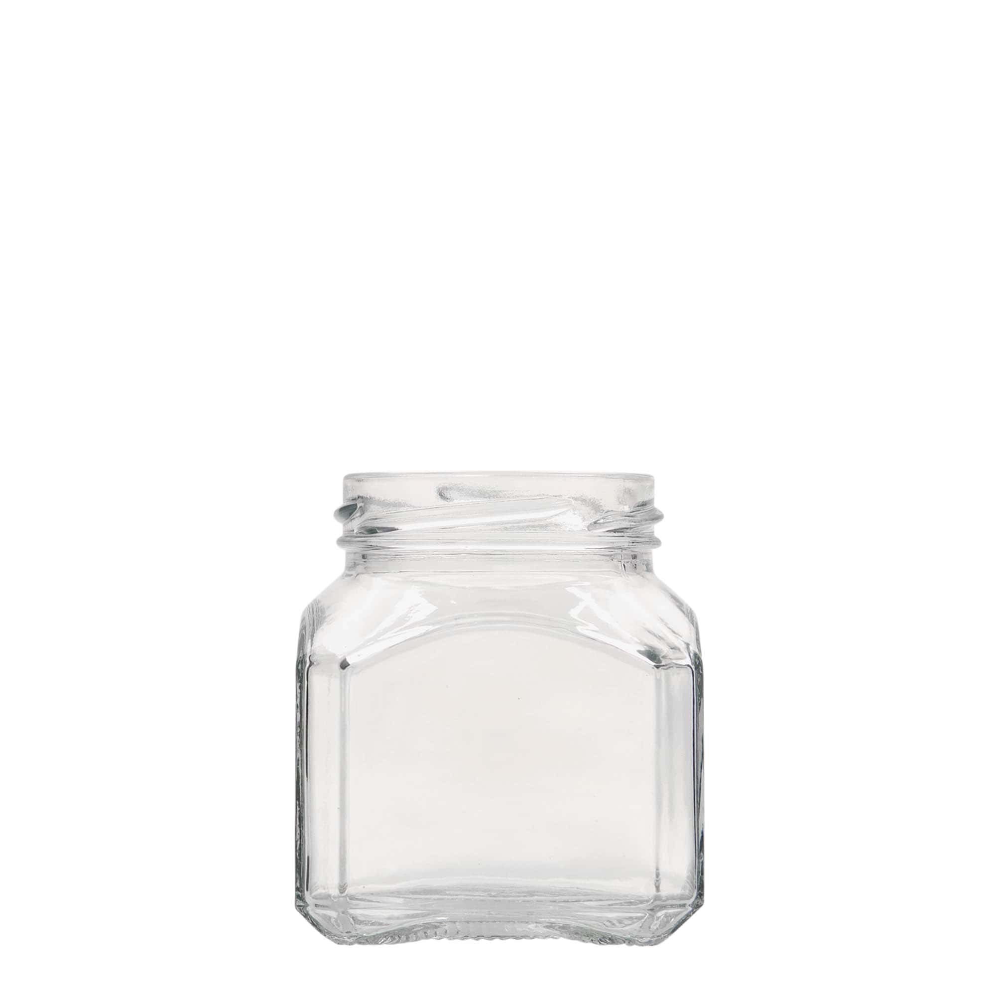 212 ml ruudukujuline klaaspurk 'Milaano', avaus: keeratav kaas (TO 58)