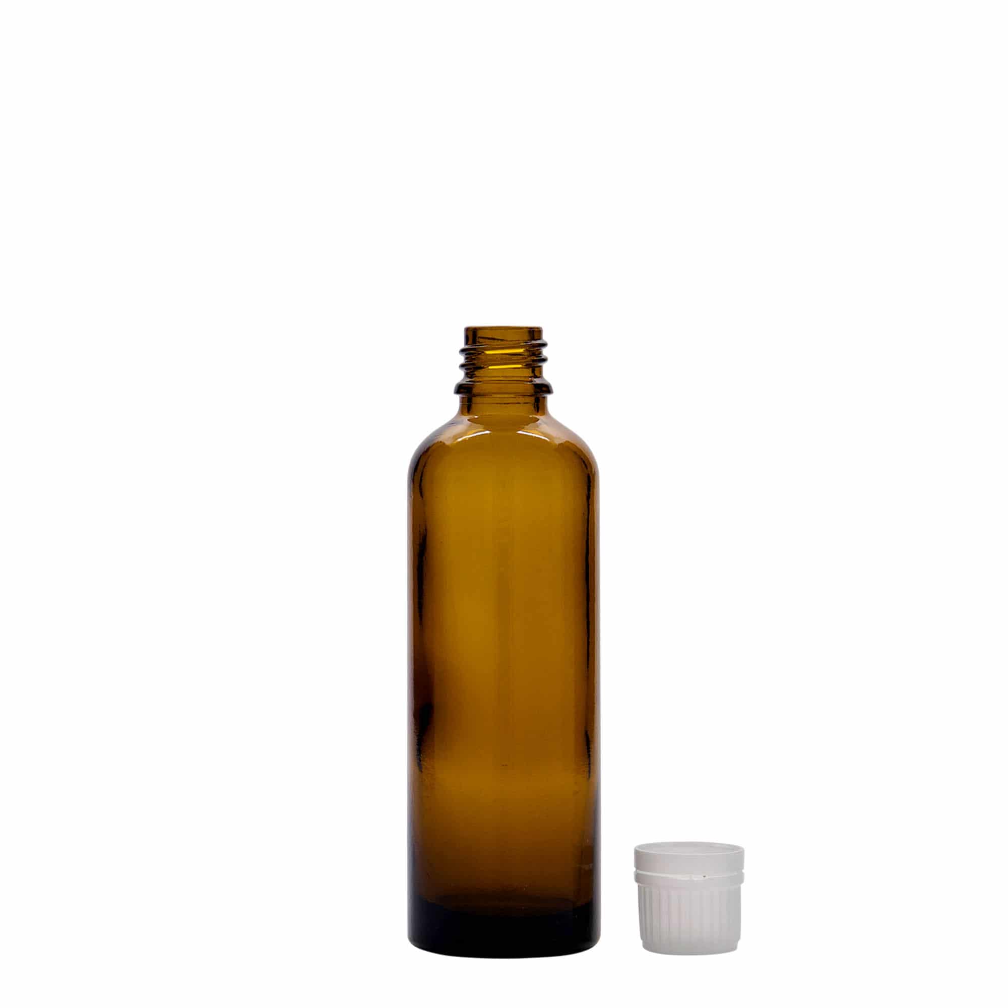 75 ml meditsiinipudel, klaas, pruun, suu: DIN 18