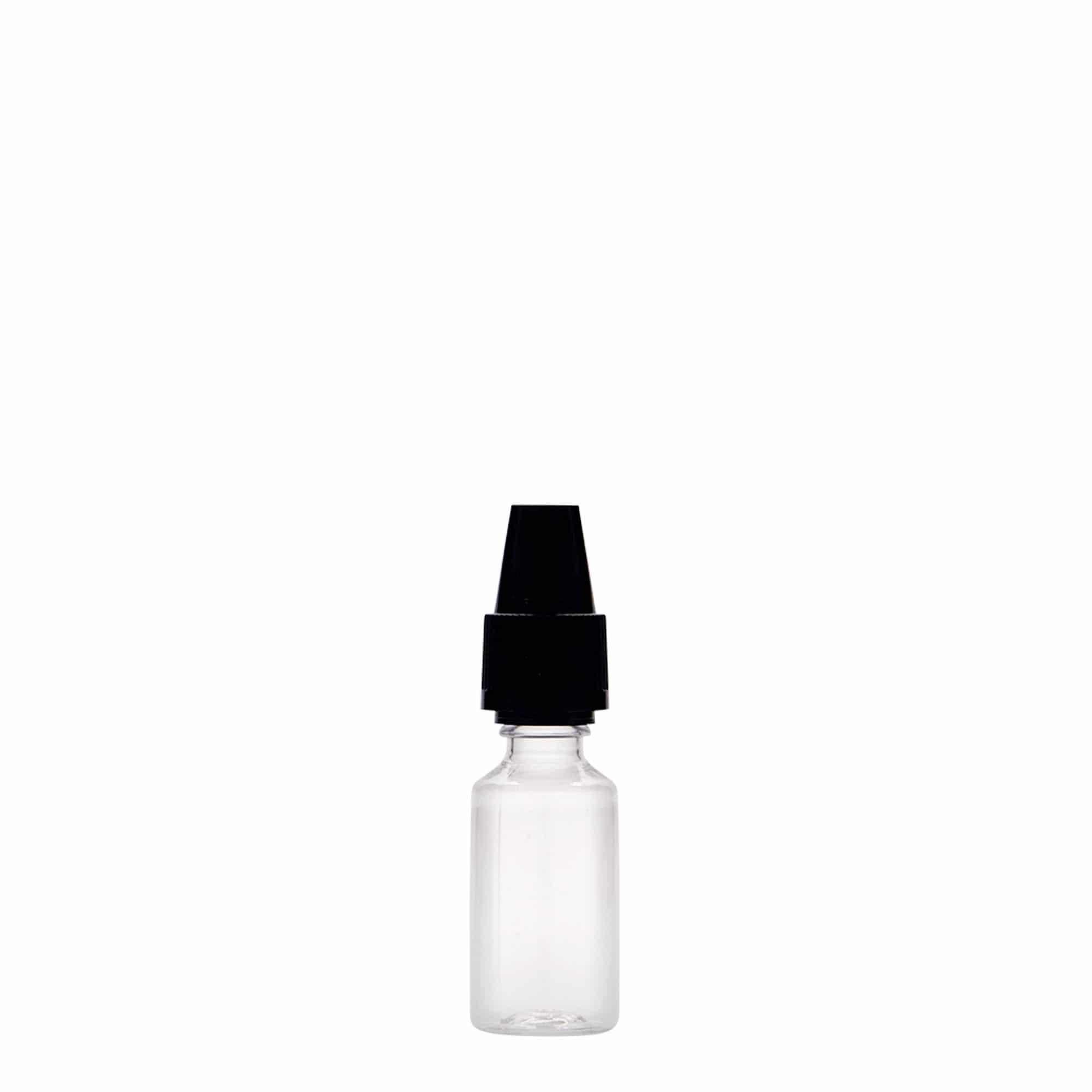 10 ml PET-pudel 'E-Liquid' kvaliteedi- ja lapsekaitsega, plastik, avaus: kruvikork