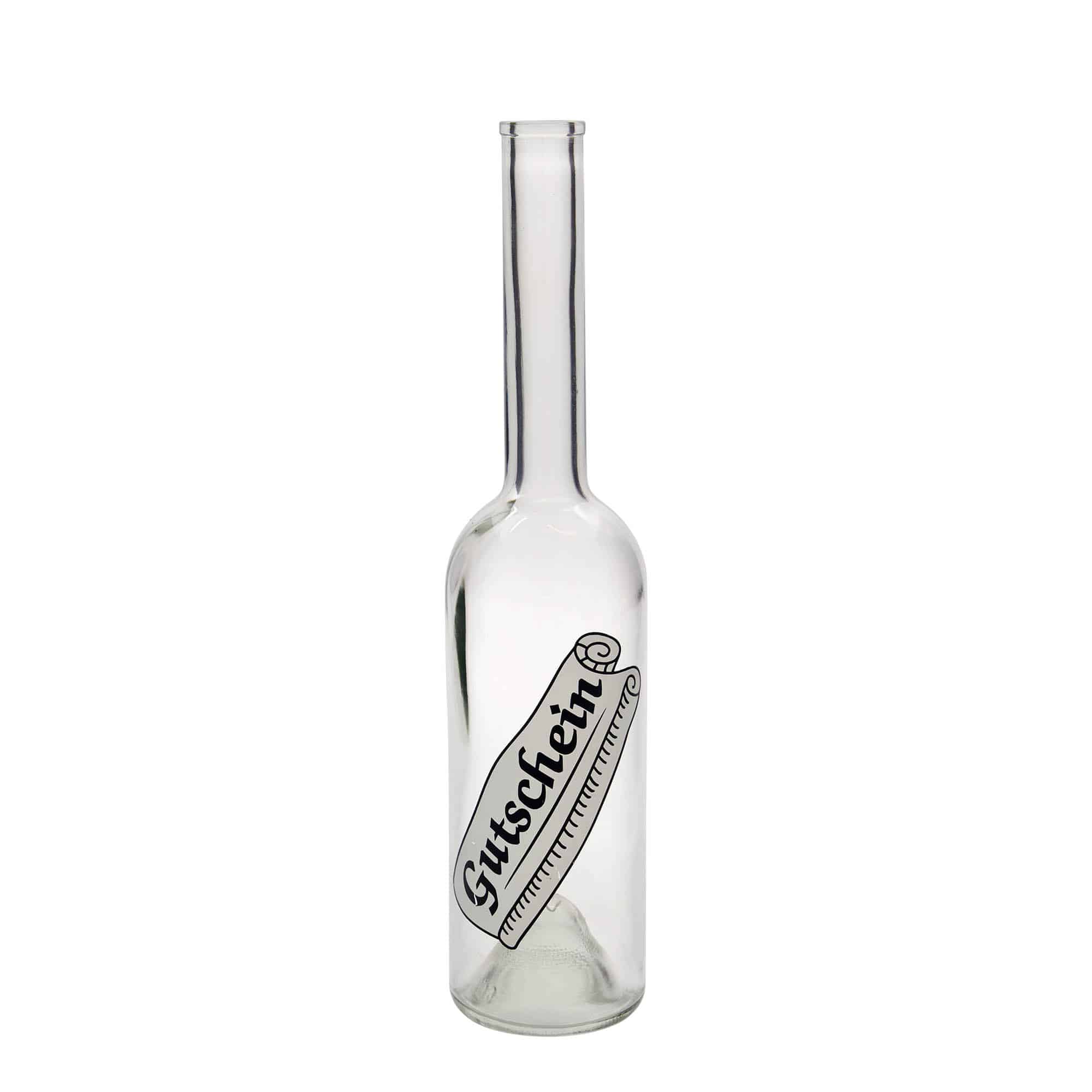 500 ml klaaspudel 'Opera', motiiv: kinkekaart, sulgur: kork
