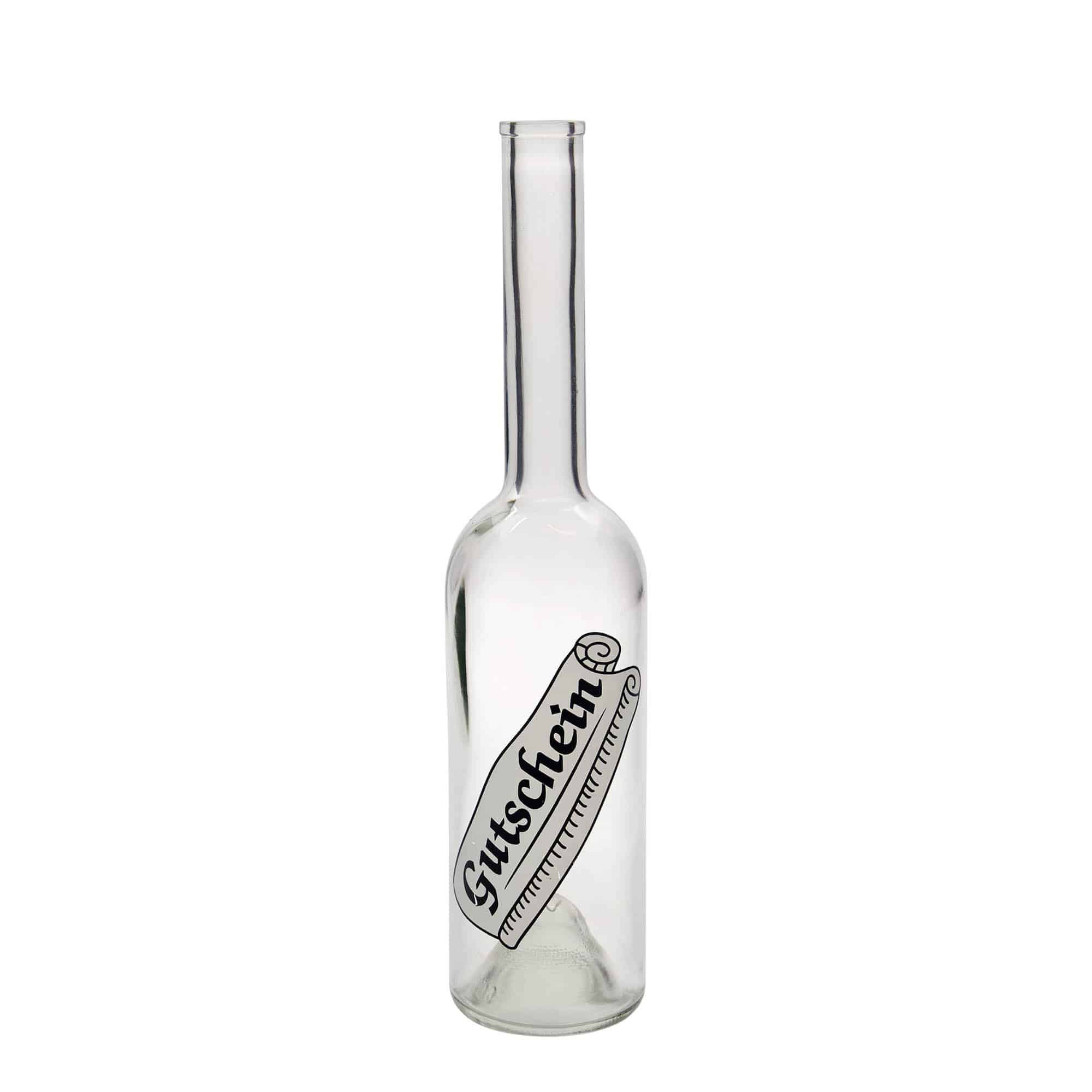 500 ml klaaspudel „Opera“, motiiv: kinkekaart, avale: kork
