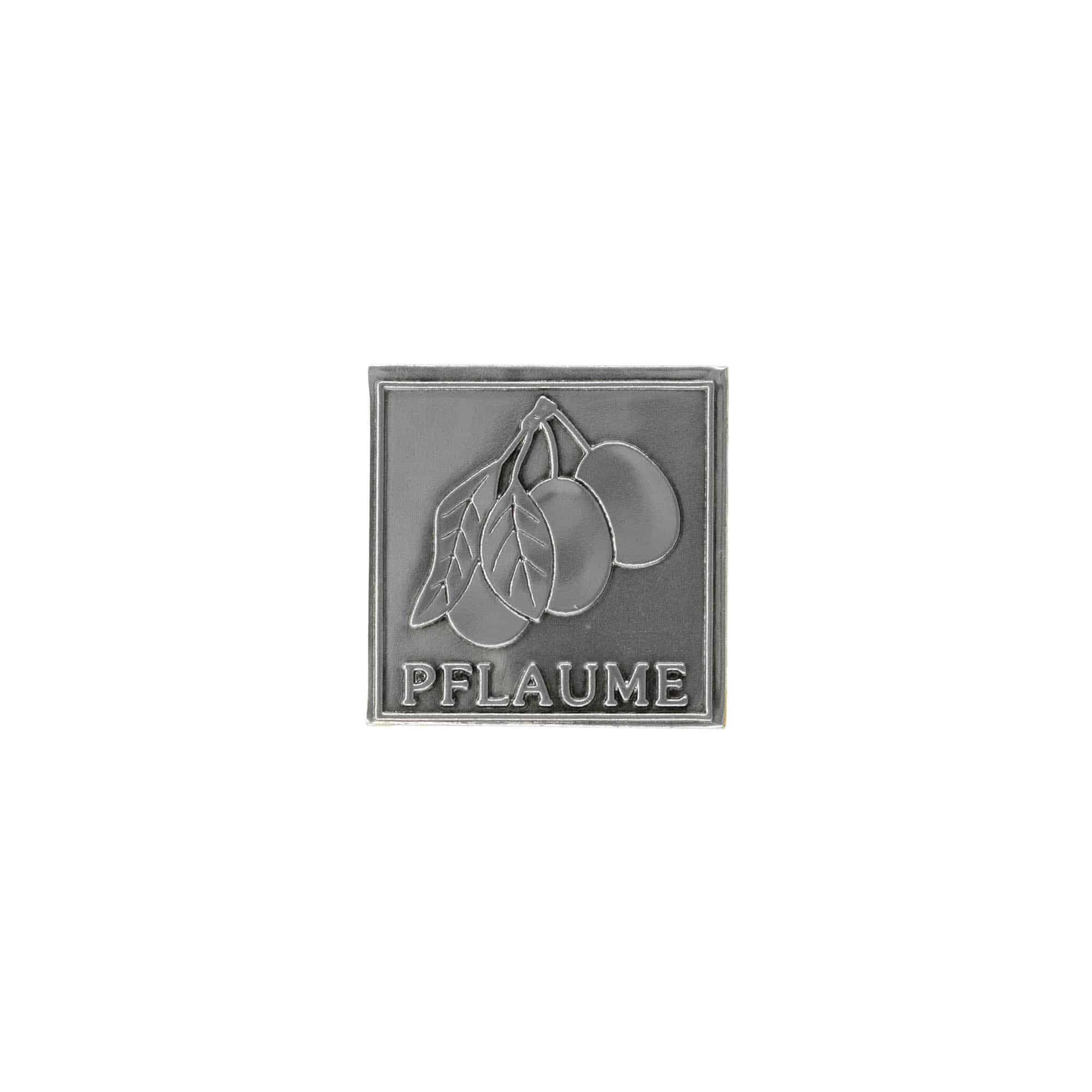 Tin silt 'Ploom', ruudukujuline, metall, hõbedane Tin silt 'Ploom', ruudukujuline, metall, hõbedane