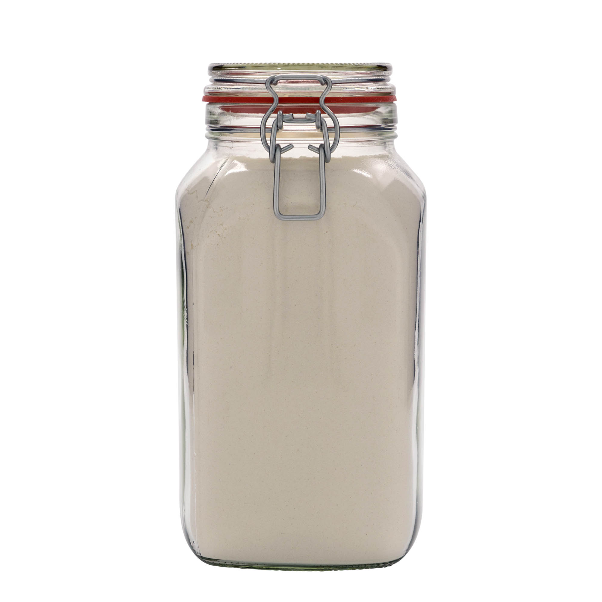 2,590 ml traatlukuga klaaspurk #, ruudukujuline, avaus: traatlukuga sulgur