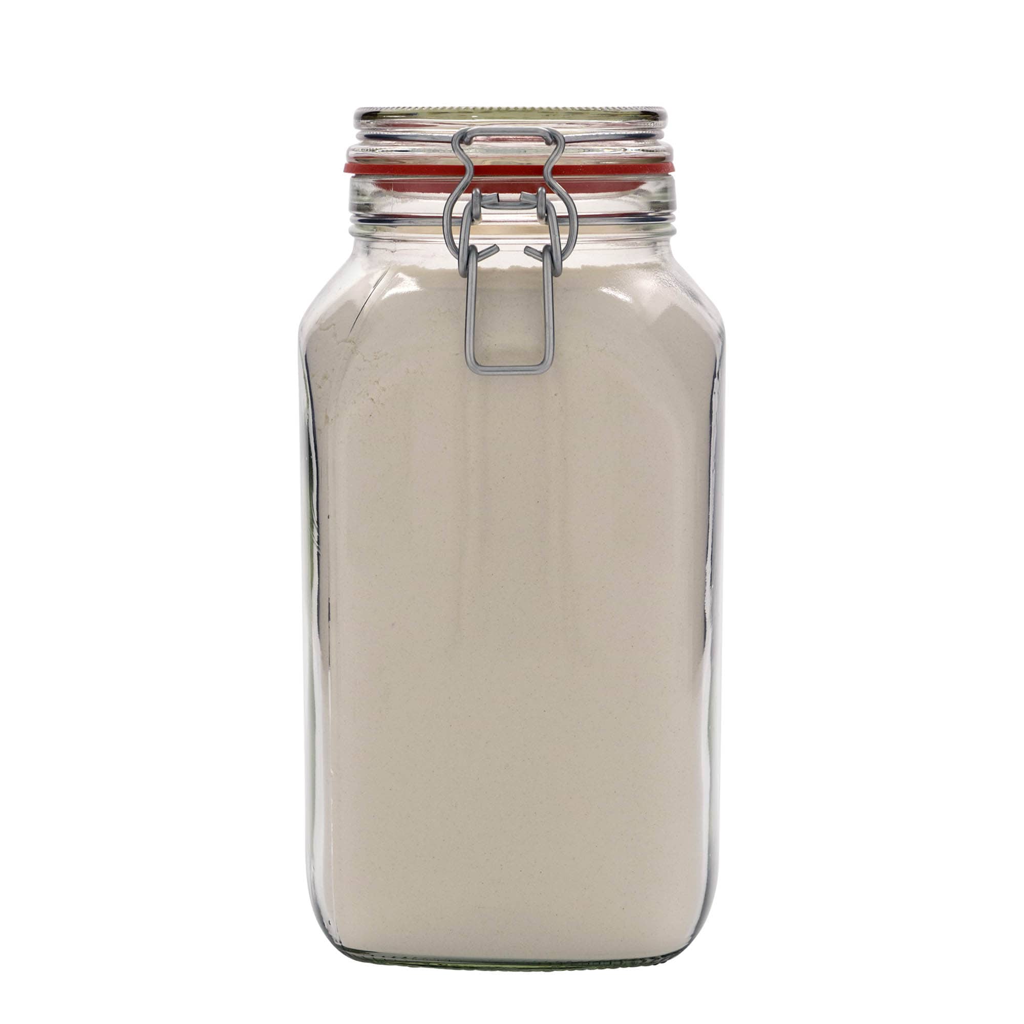 2,590 ml traatlukuga klaaspurk #, ruudukujuline, avaus: traatlukuga sulgur