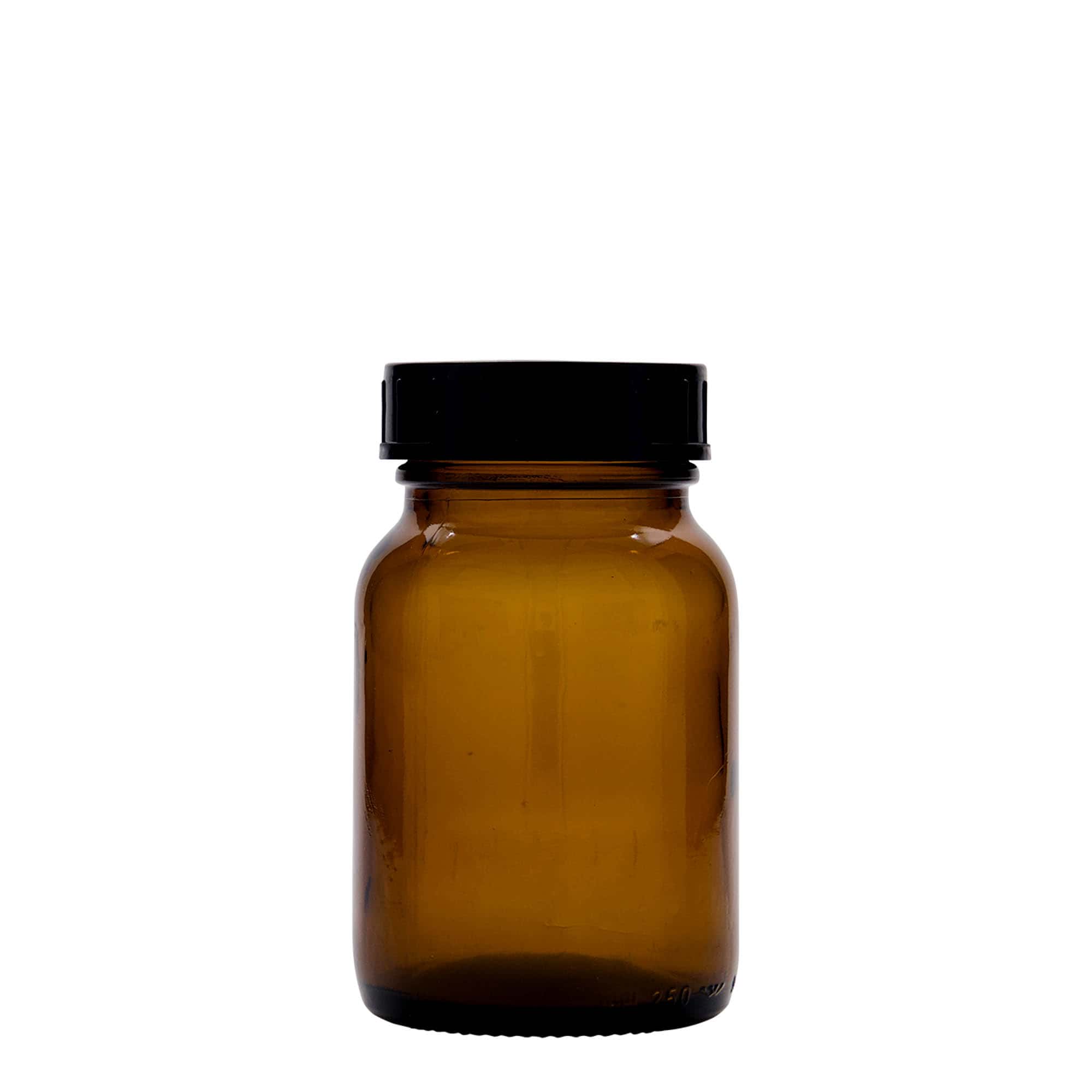 250 ml laiakaelne klaaspurk, pruun, avale: DIN 55