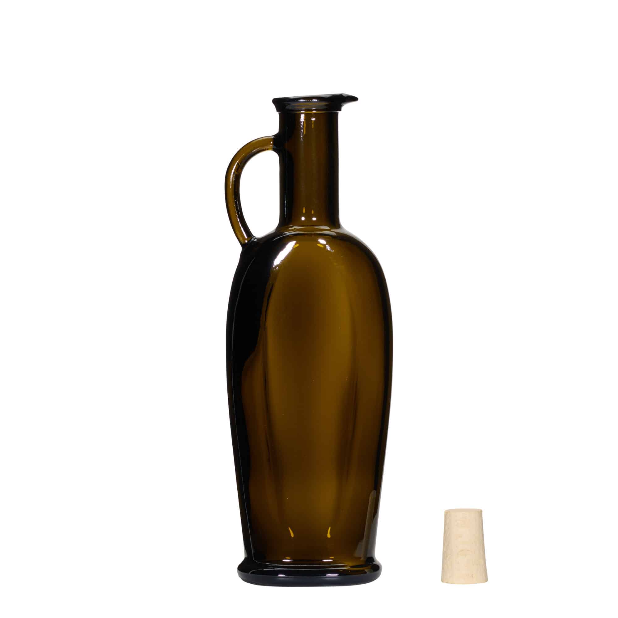 250 ml klaaspudel 'Eleganta', ovaalne, antiikroheline, sulgur: kork