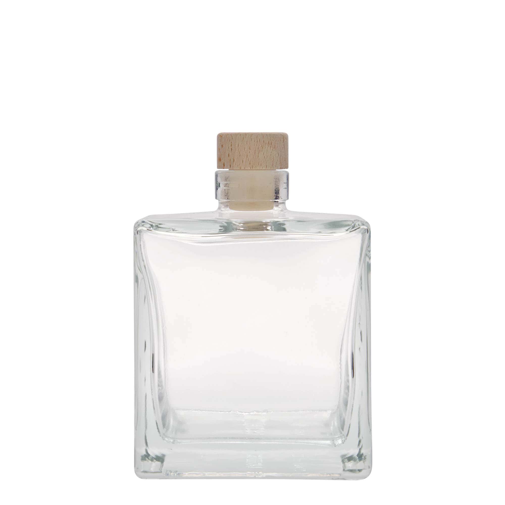 500 ml klaaspudel 'Cube', ruudukujuline, sulgur: kork