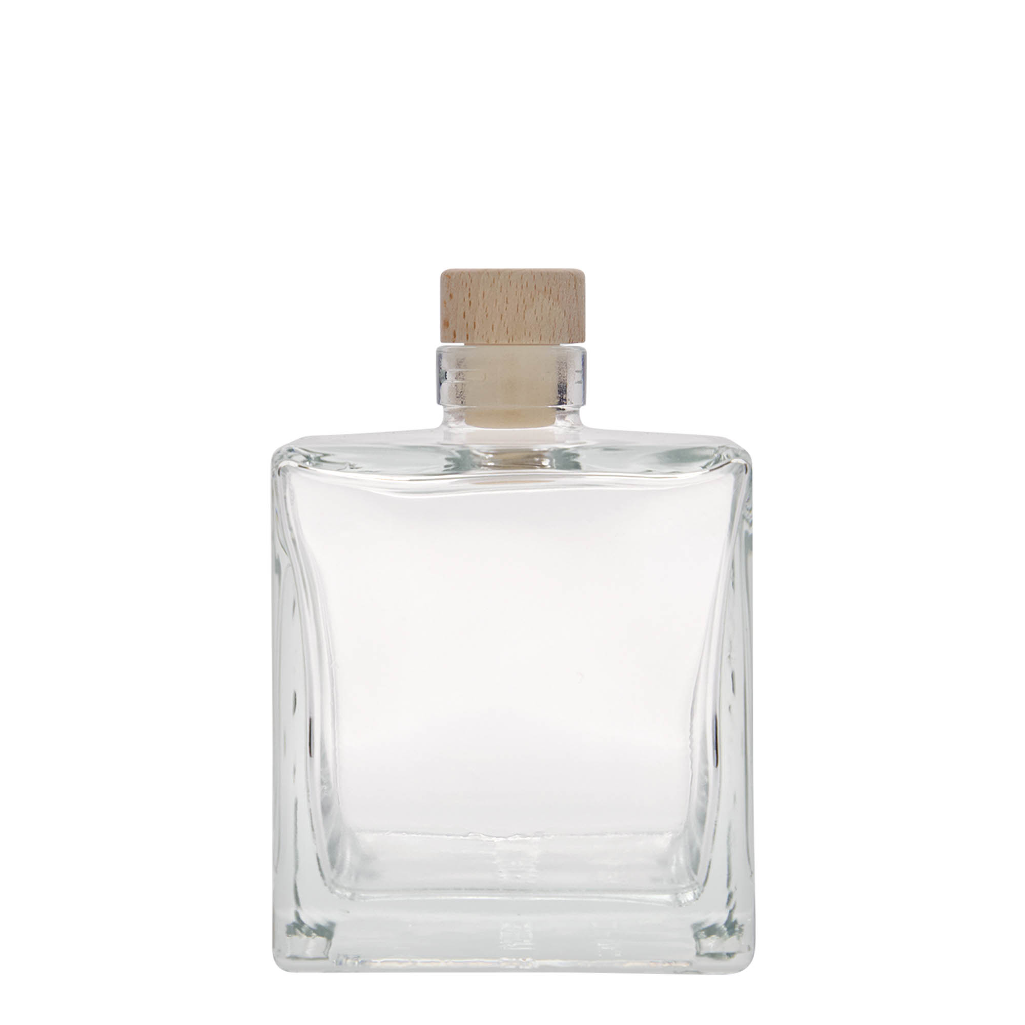 500 ml klaaspudel 'Cube', ruudukujuline, suuava: kork