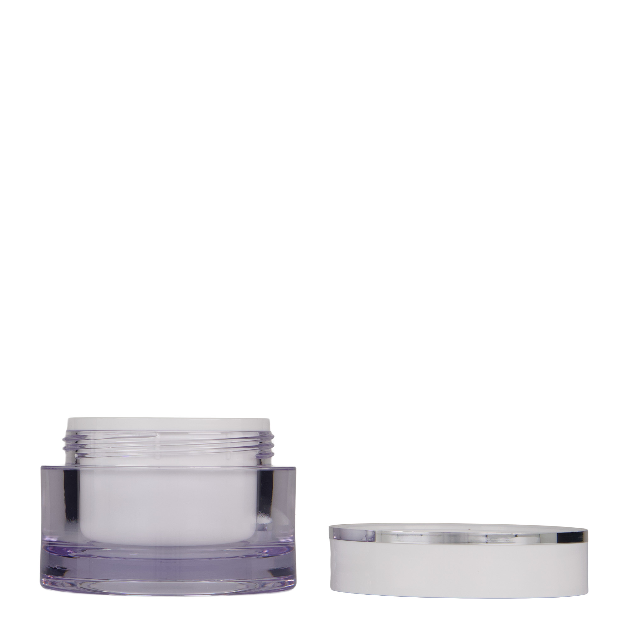 50 ml purk, SAN-plast, valge, suu: kruvikork 50 ml purk, SAN-plast, valge, suu: kruvikork