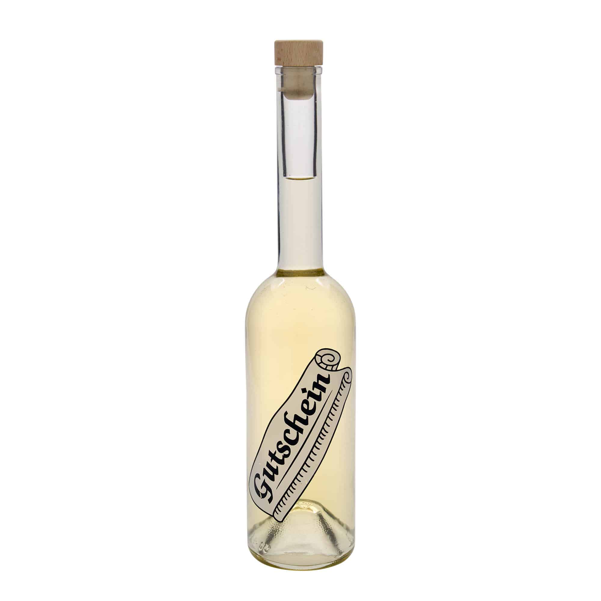500 ml klaaspudel 'Opera', motiiv: kinkekaart, sulgur: kork