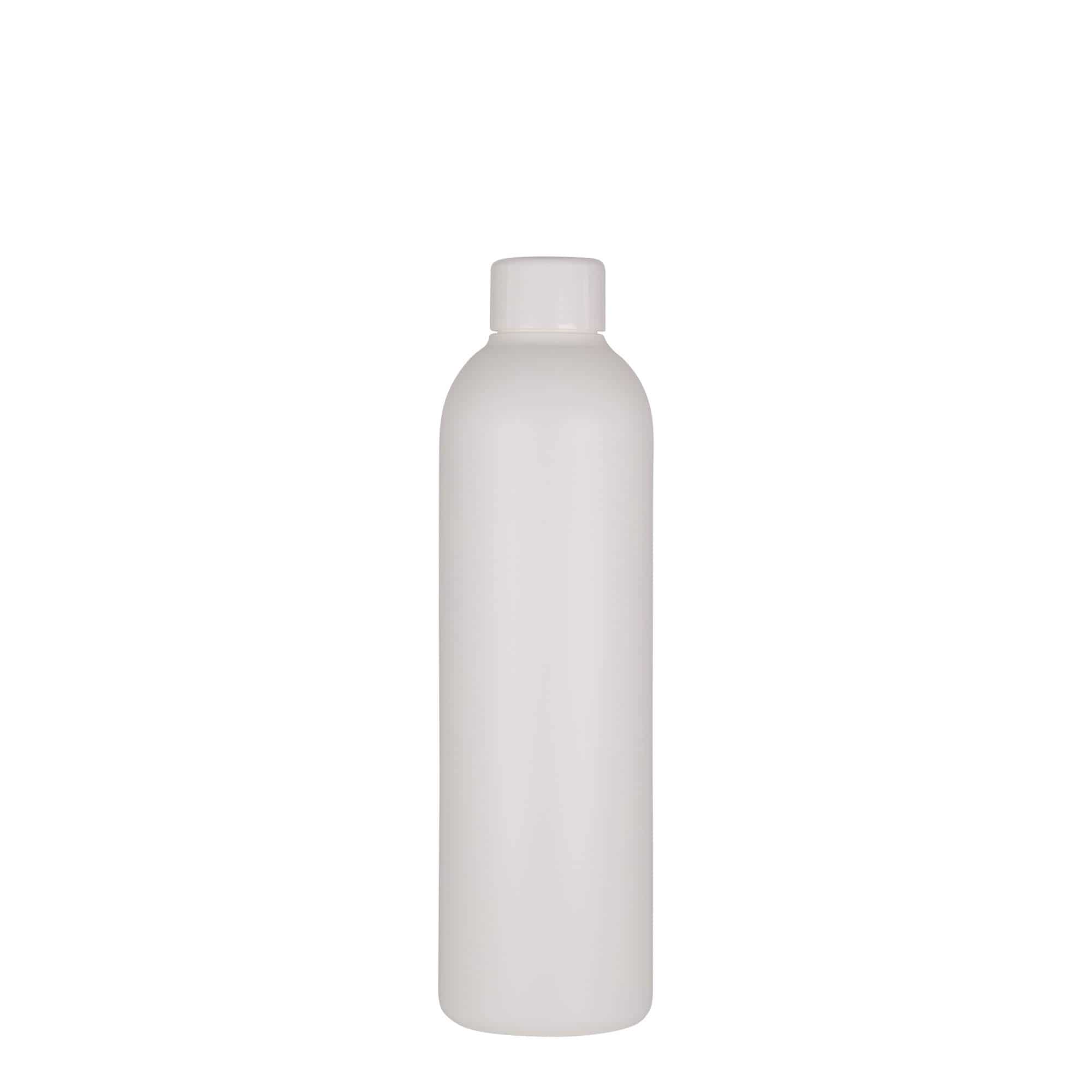 250 ml plastpudel 'Tuffy', HDPE, valge, sulgur: GPI 24/410
