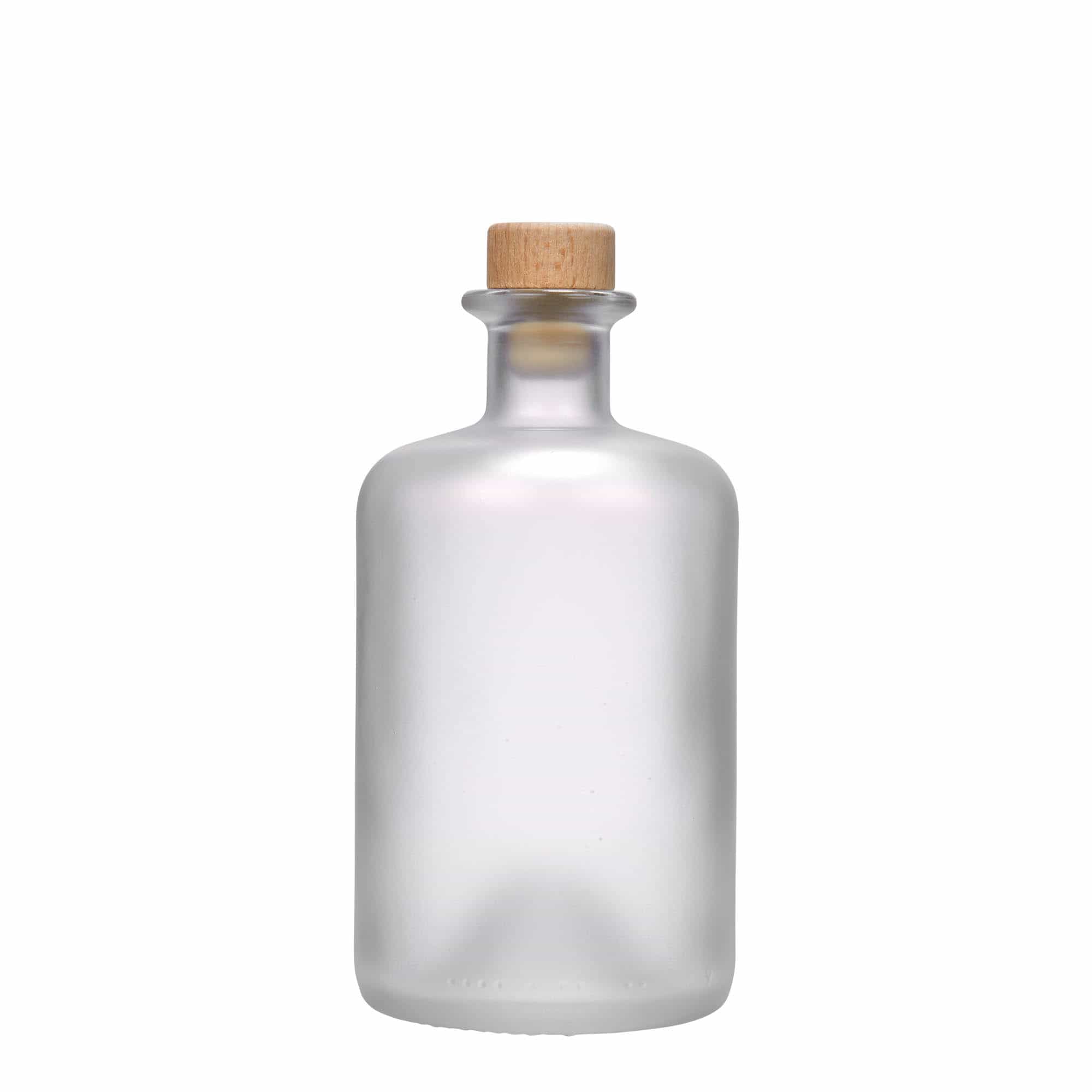 500 ml apteegipudel klaasist, jäätunud, suuava: kork