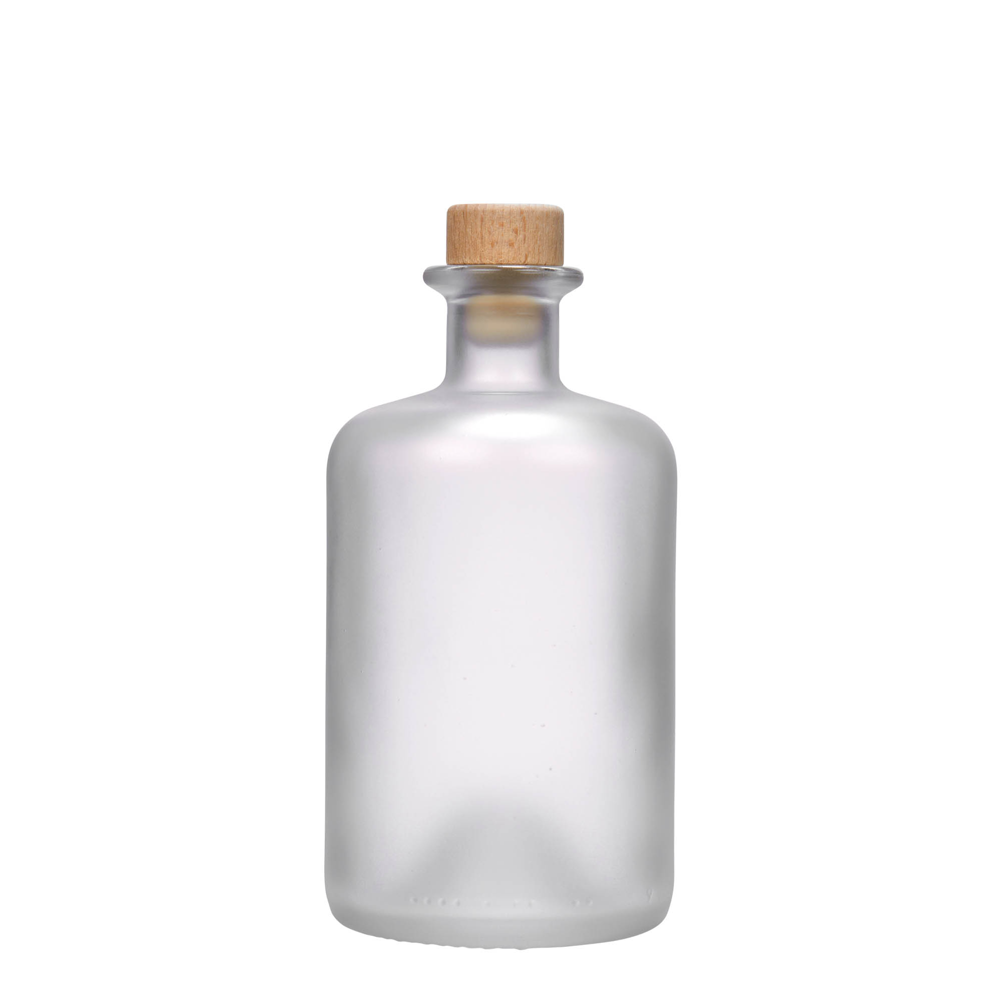 500 ml apteegipudel klaasist, jäätunud, suuava: kork
