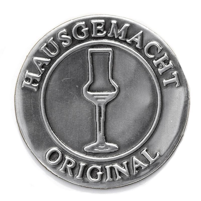 Tin silt 'Originaalne kodus valmistatud', ümmargune, metall, hõbedane Tin silt 'Originaalne kodus valmistatud', ümmargune, metall, hõbedane