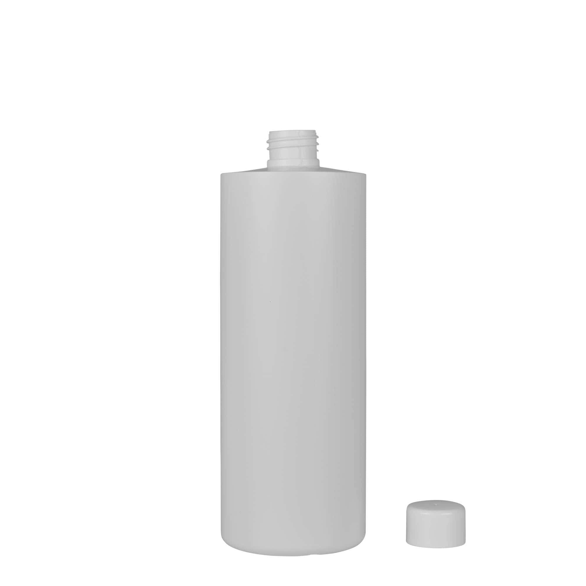 500 ml plastpudel 'Pipe', Green HDPE, valge, sulgur: GPI 24/410
