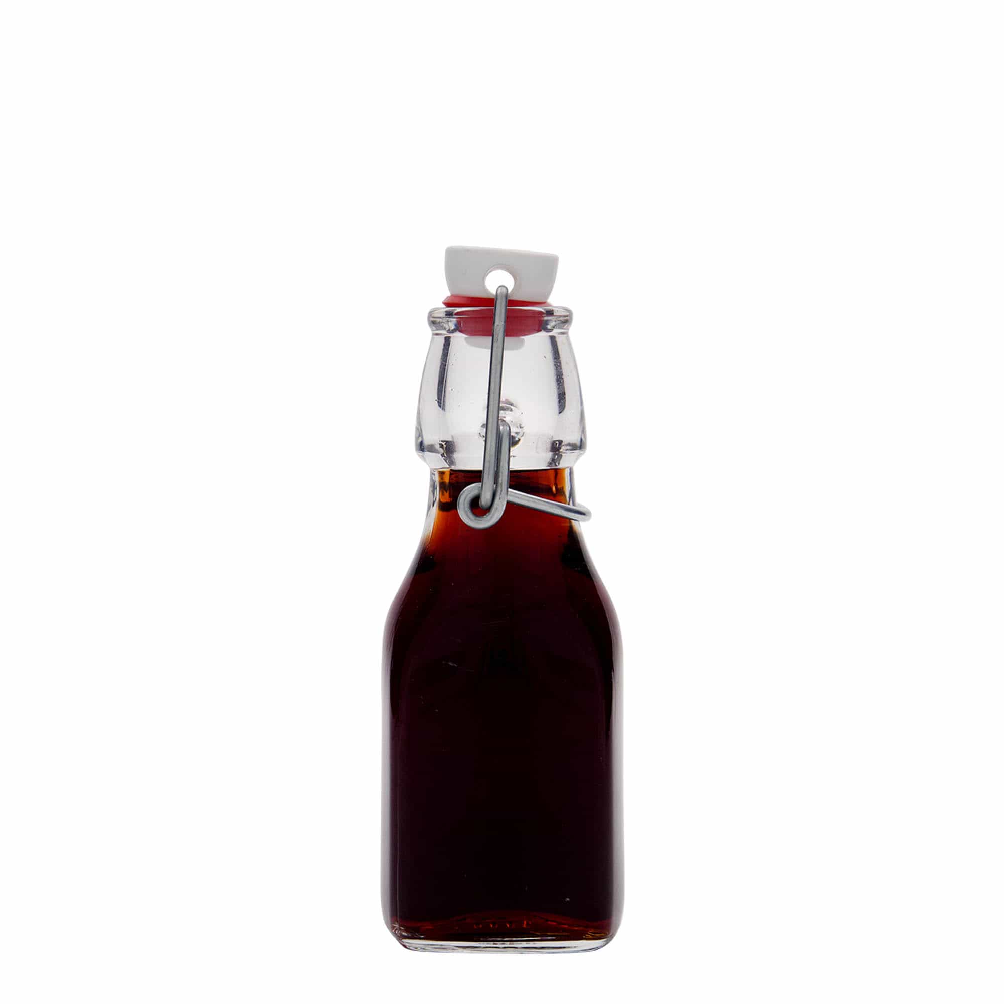 125 ml klaaspudel 'Sving', ruudukujuline, sulgur: traatkork
