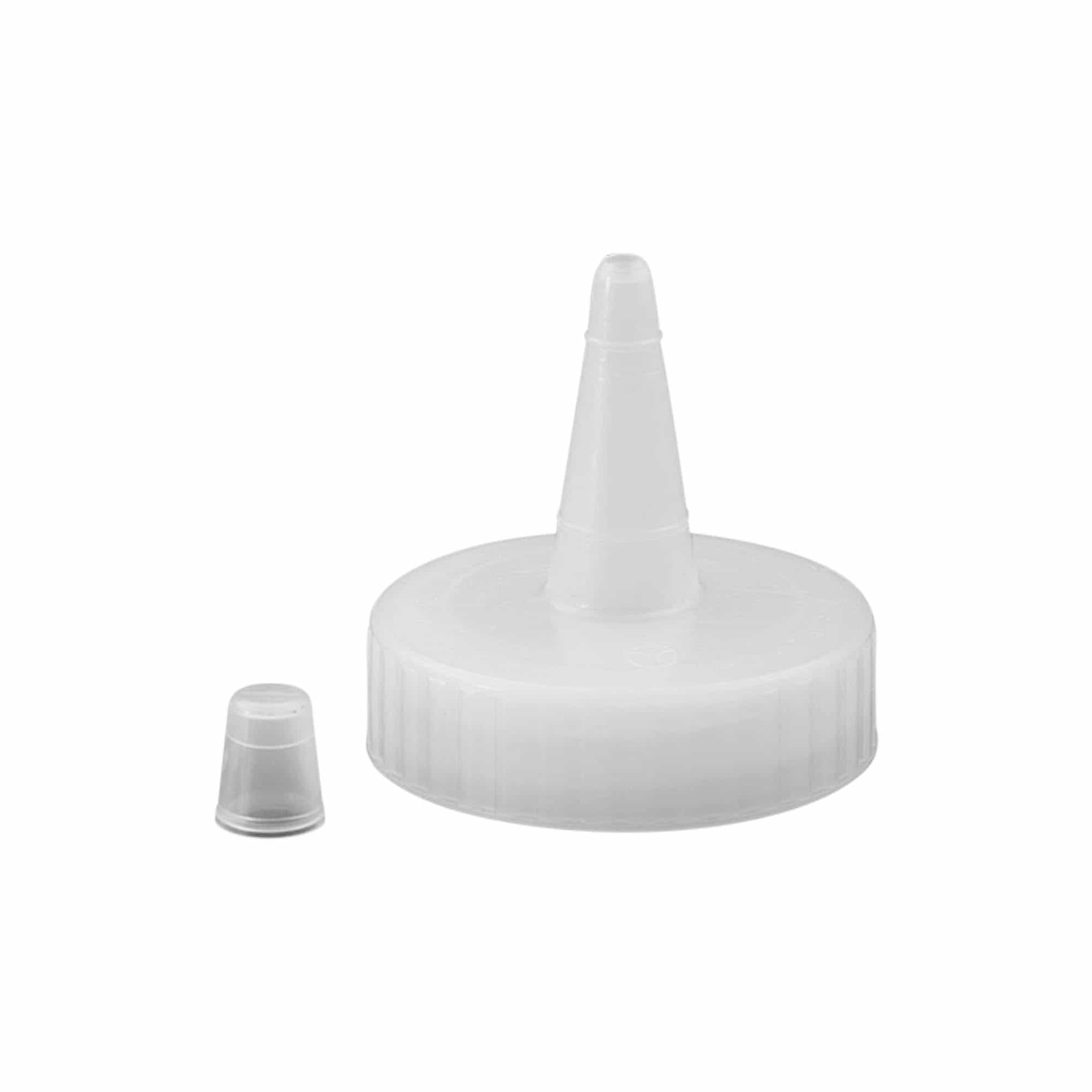 Keeratav kork doseerimisotsakuga, PP-plast, valge, sulguri tüüp: GPI 38/400