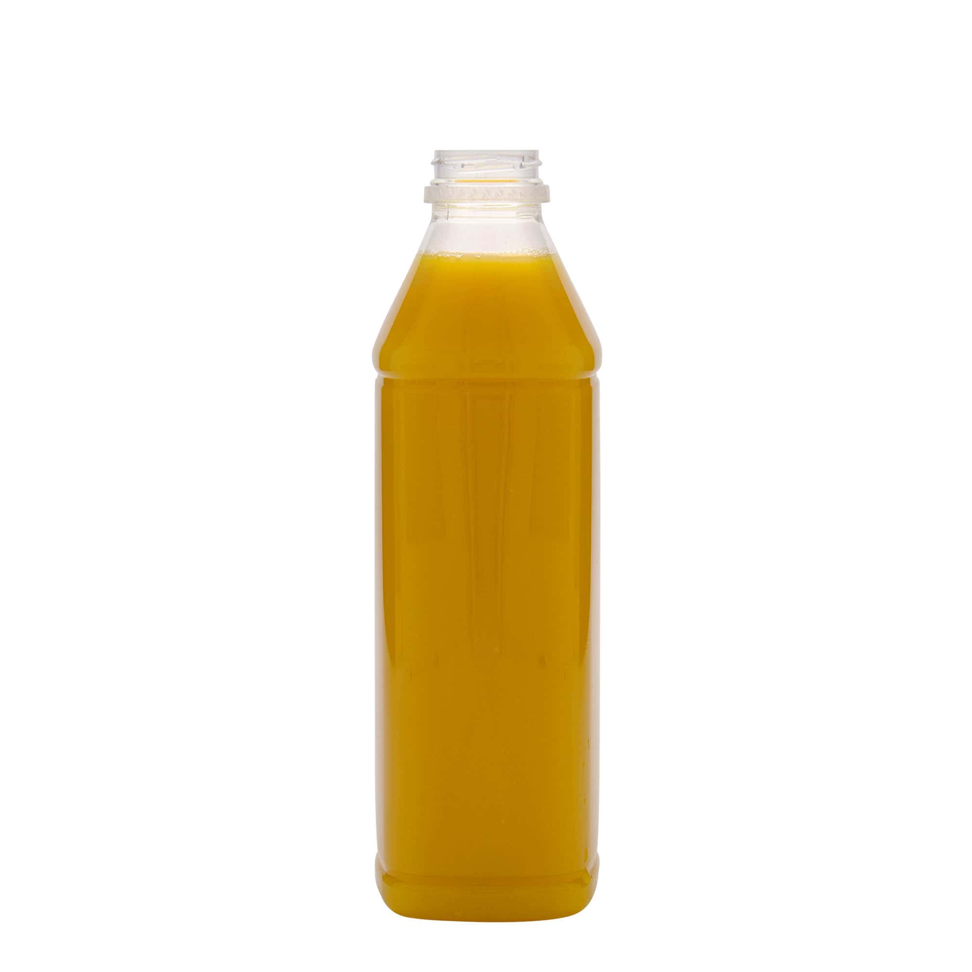 1000 ml PET-pudel 'Milk and Juice Carré', ruudukujuline, plast, sulgur: 38 mm