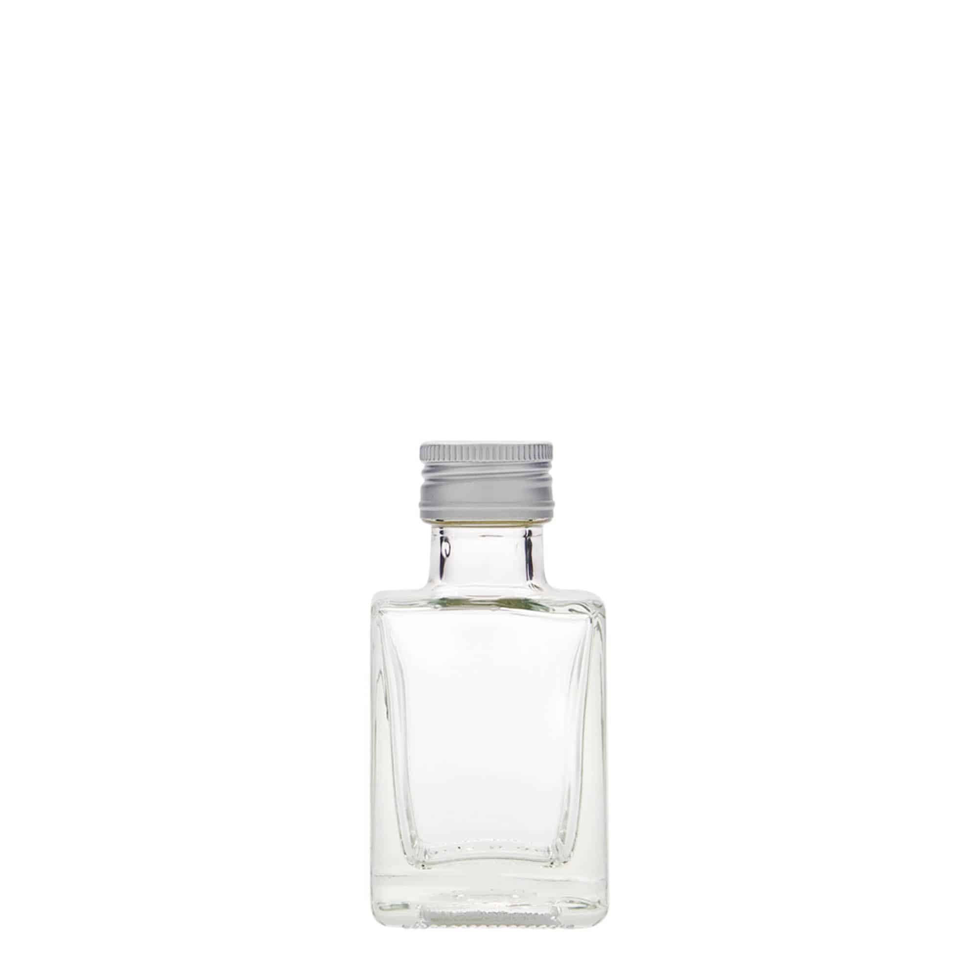 50 ml klaaspudel 'Cube', ruudukujuline, sulgur: PP 24