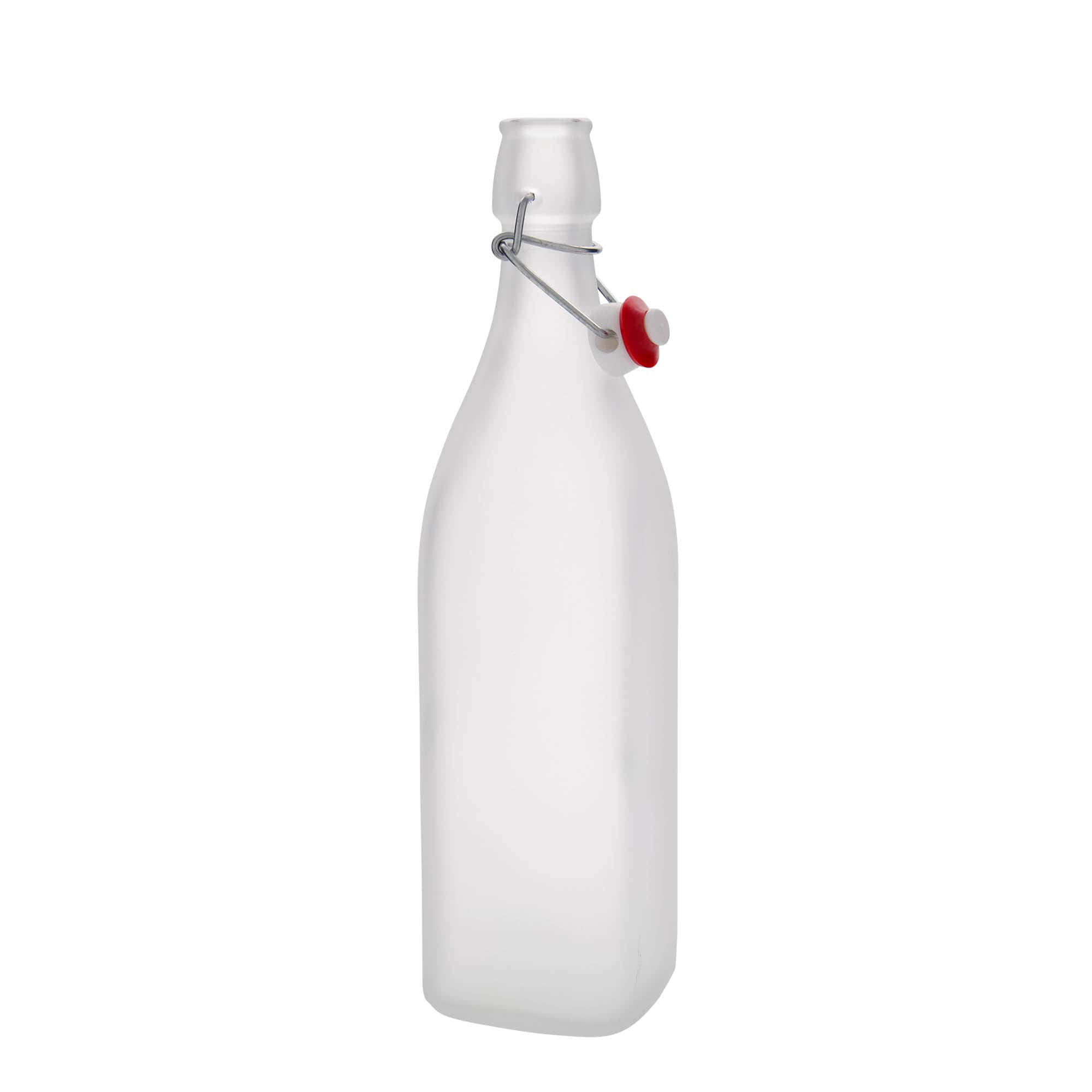 1 000 ml klaaspudel 'Swing, ruudukujuline, härmas, suuava: klambrikork