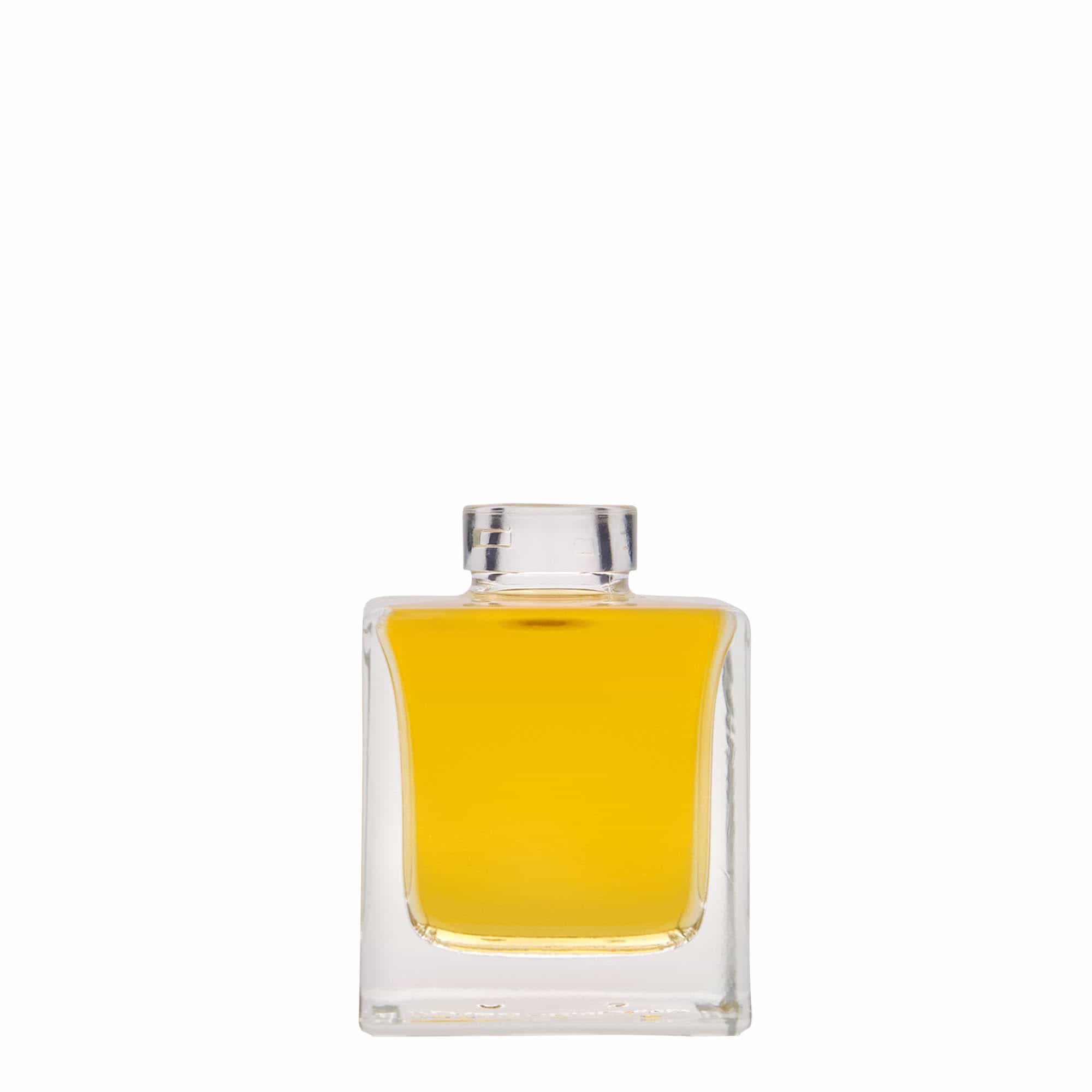 100 ml klaaspudel 'Cube', ruudukujuline, suuava: kork