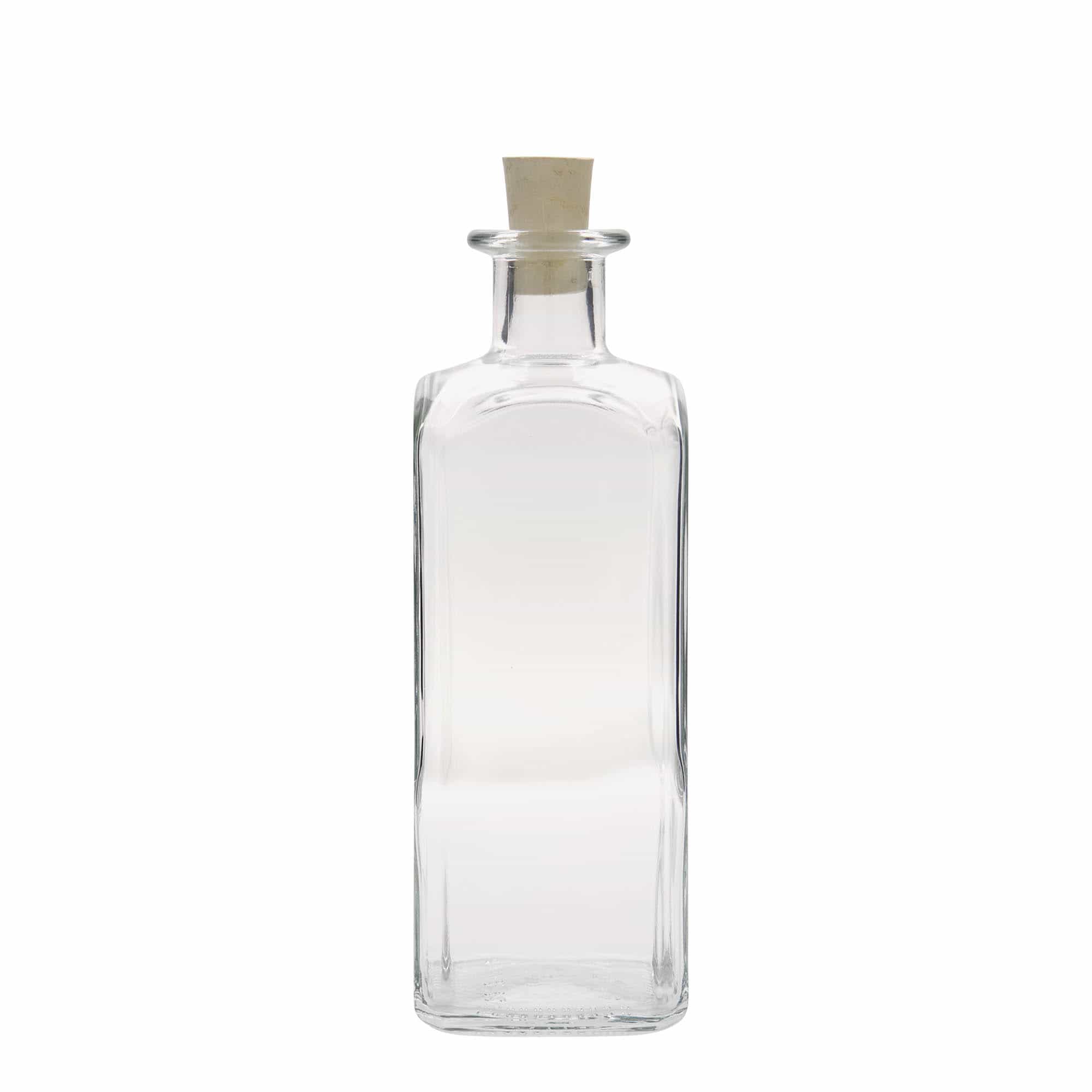 500 ml klaasist apteegipudel 'Carré', ruudukujuline, sulgur: kork