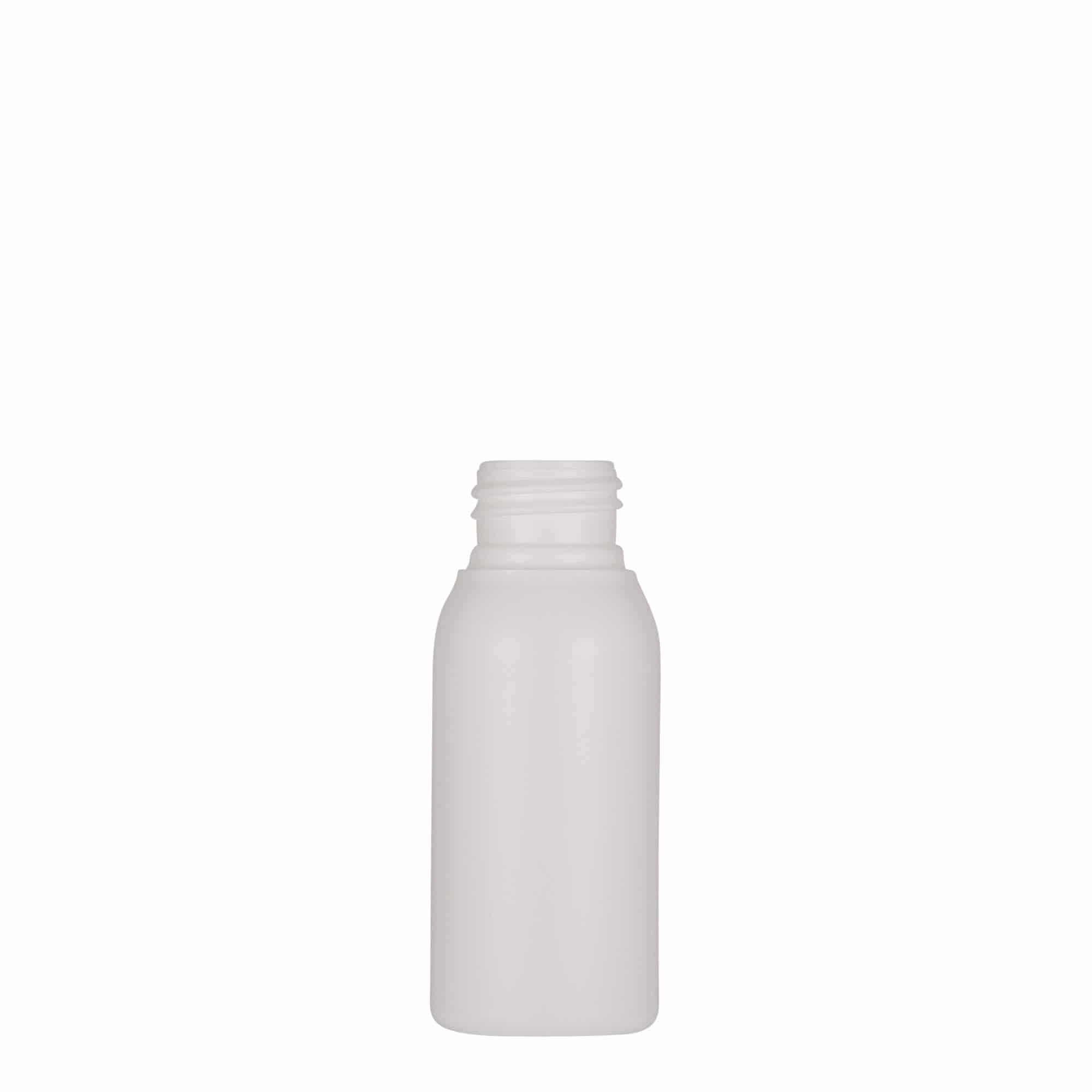 50 ml plastikpudel 'Tuffy', HDPE, valge, suu: 24/410