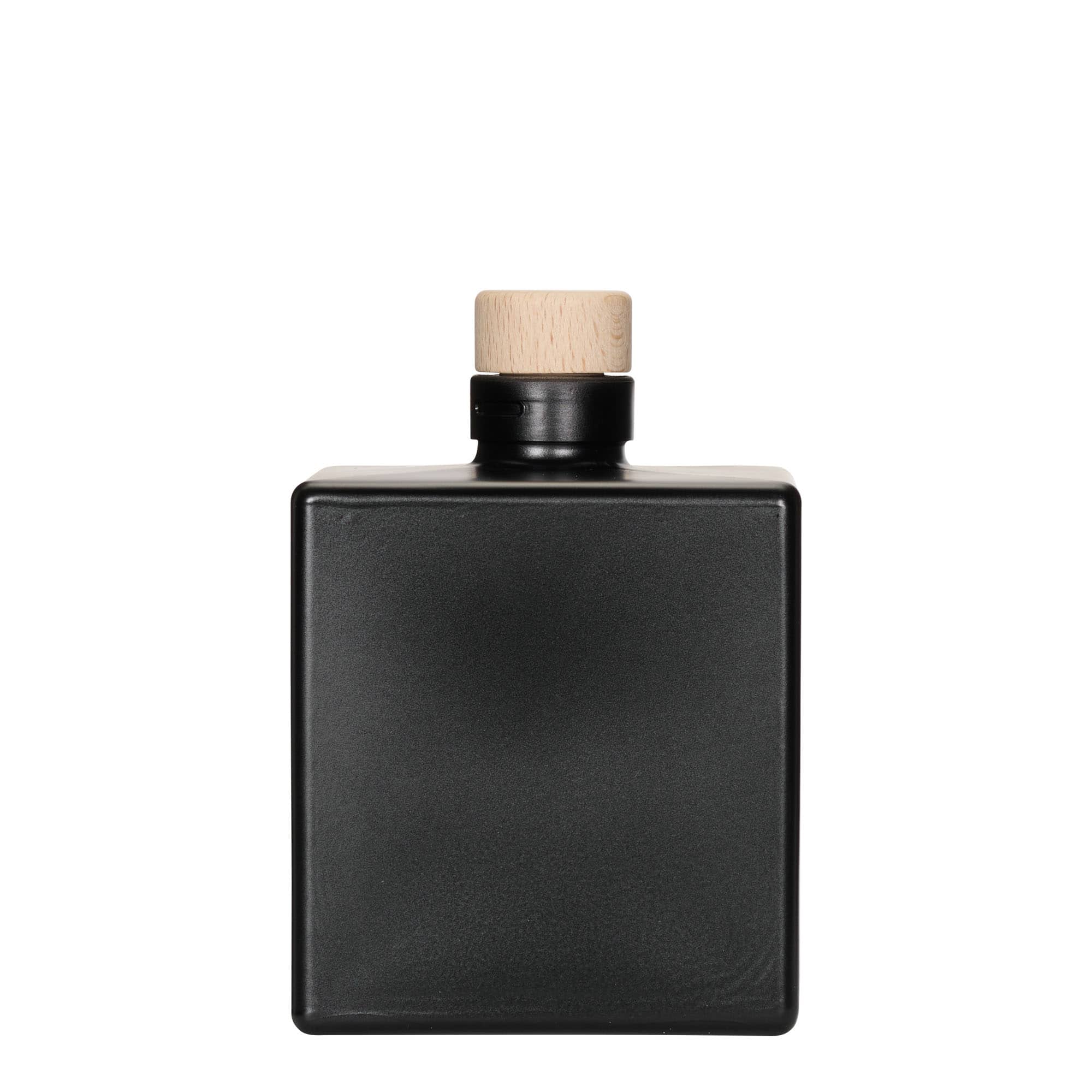 500 ml klaaspudel 'Cube', ruudukujuline, must, sulgur: kork