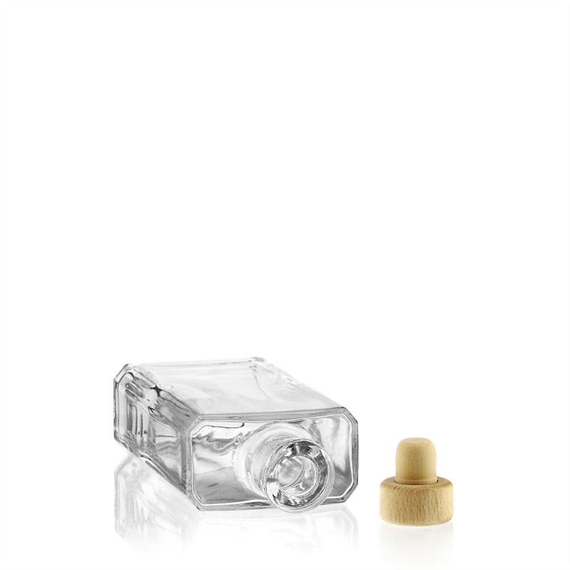 200 ml klaaspudel 'Shiny', ristkülikukujuline, sulgur: kork