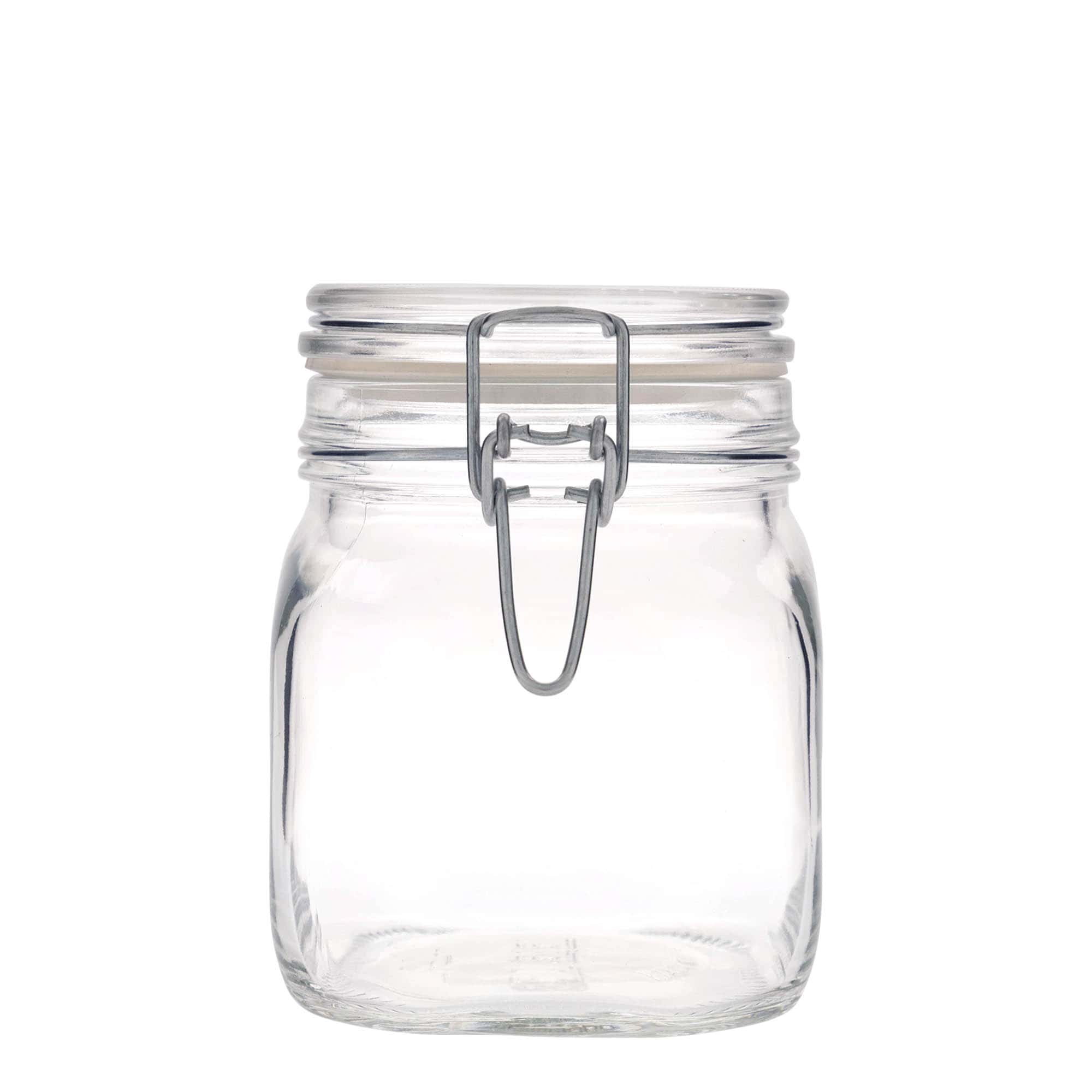 750 ml traadist sulguriga klaaspurk 'Fido', ruudukujuline, suuava: traadist sulgur