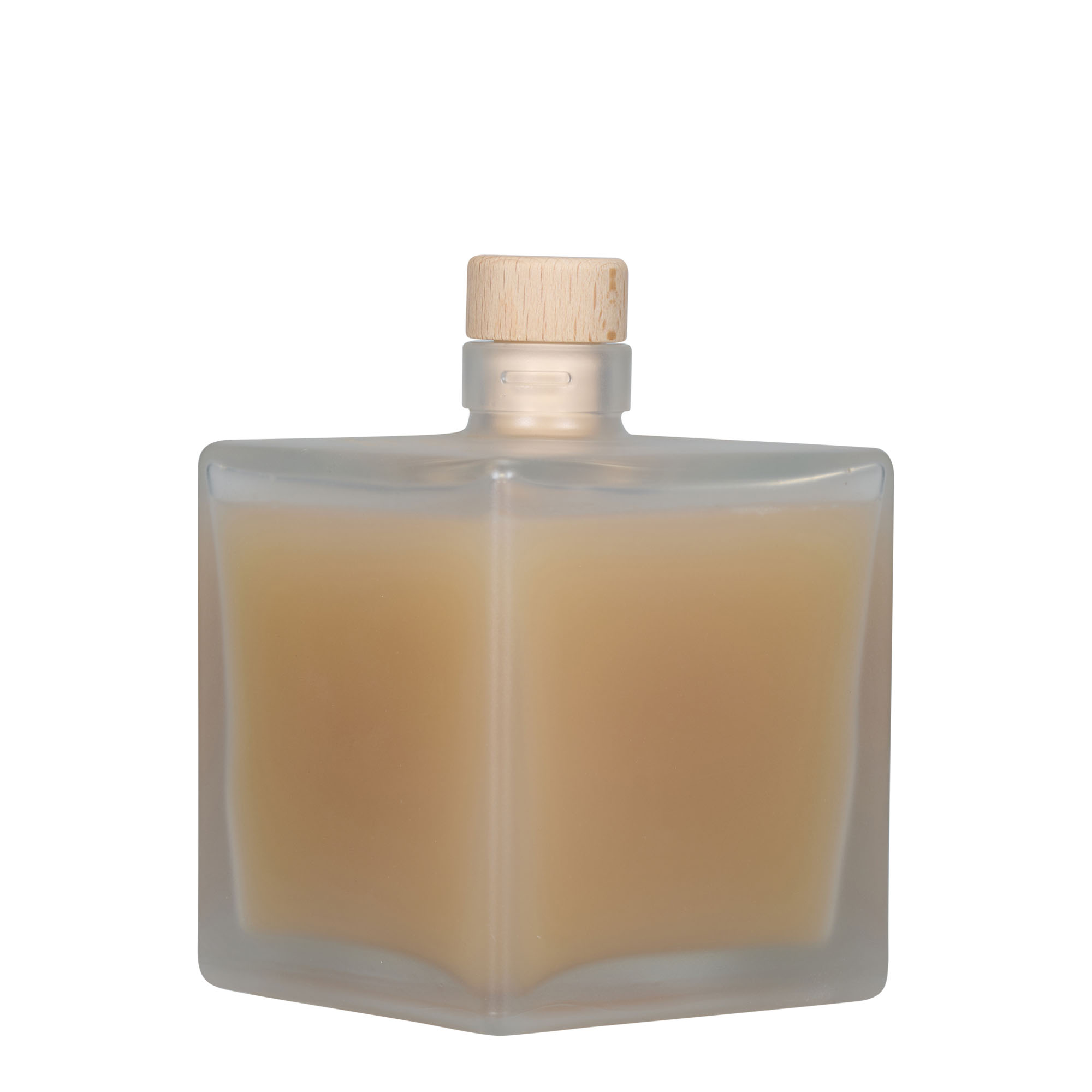 500 ml klaaspudel 'Cube', ruudukujuline, jäätunud, suuava: kork