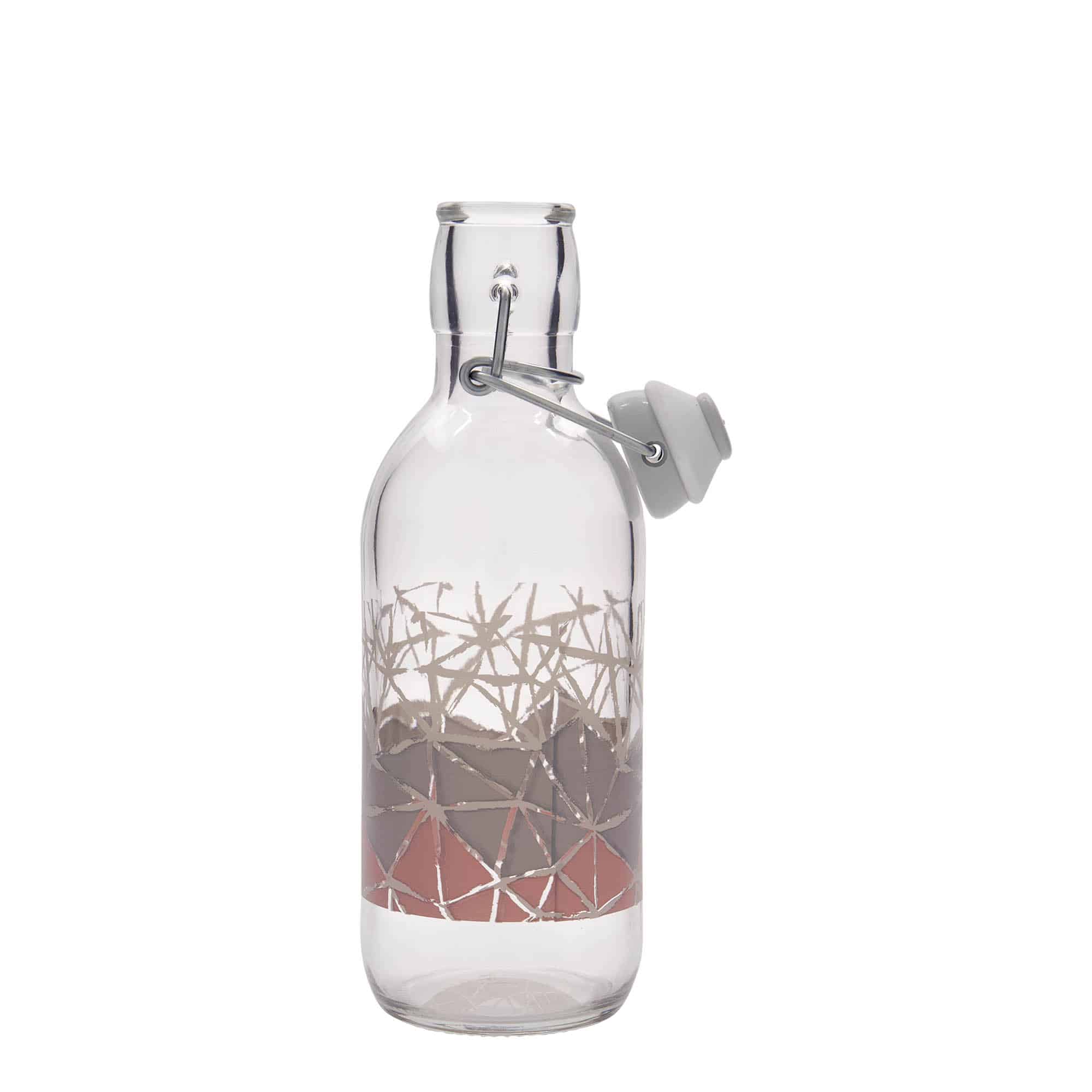 500 ml klaaspudel 'Emilia', motiiv: Manolibera rosa, sulgur: traatkork