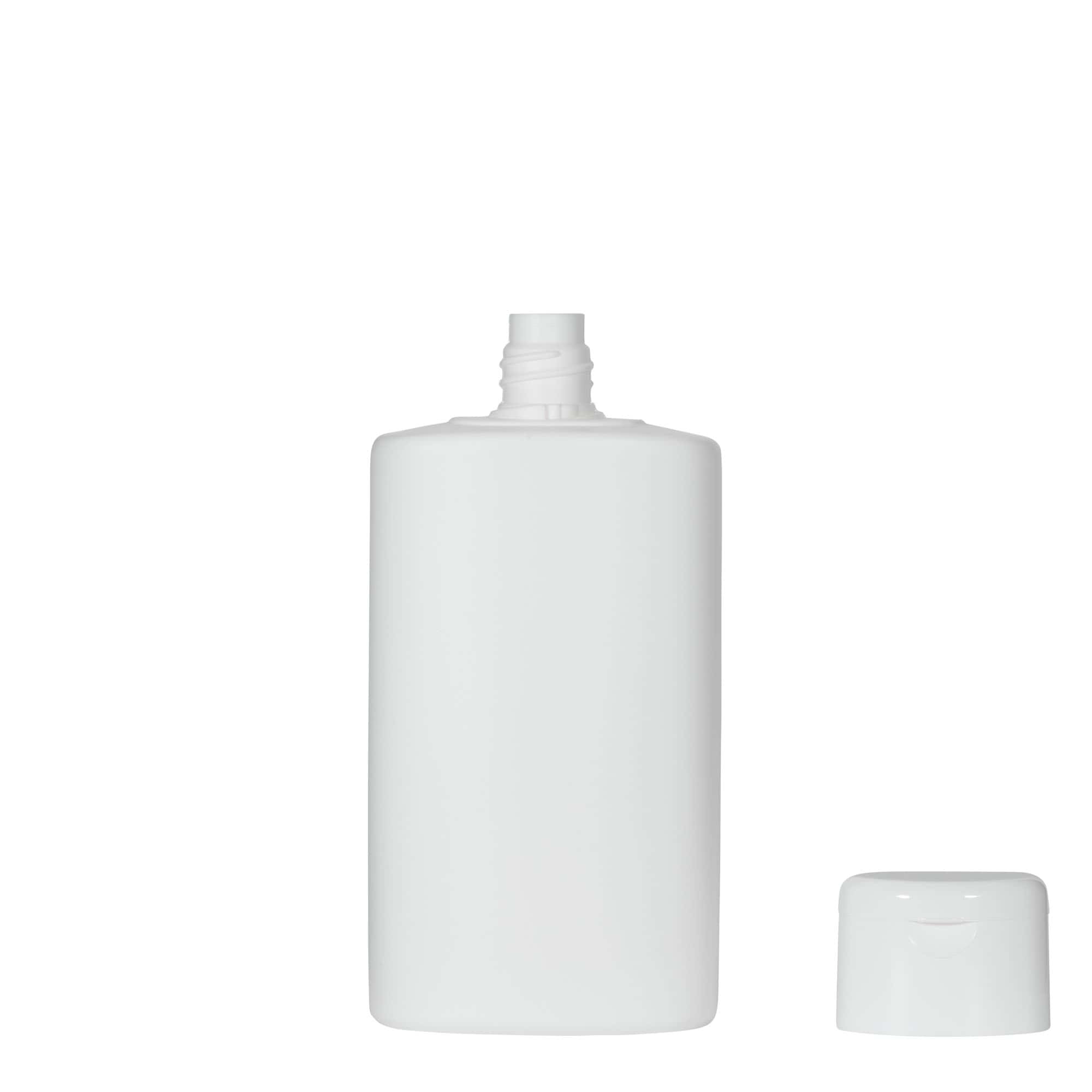 250 ml plastpudel 'Indy', ovaalne, HDPE, valge, suu: keeratav kork