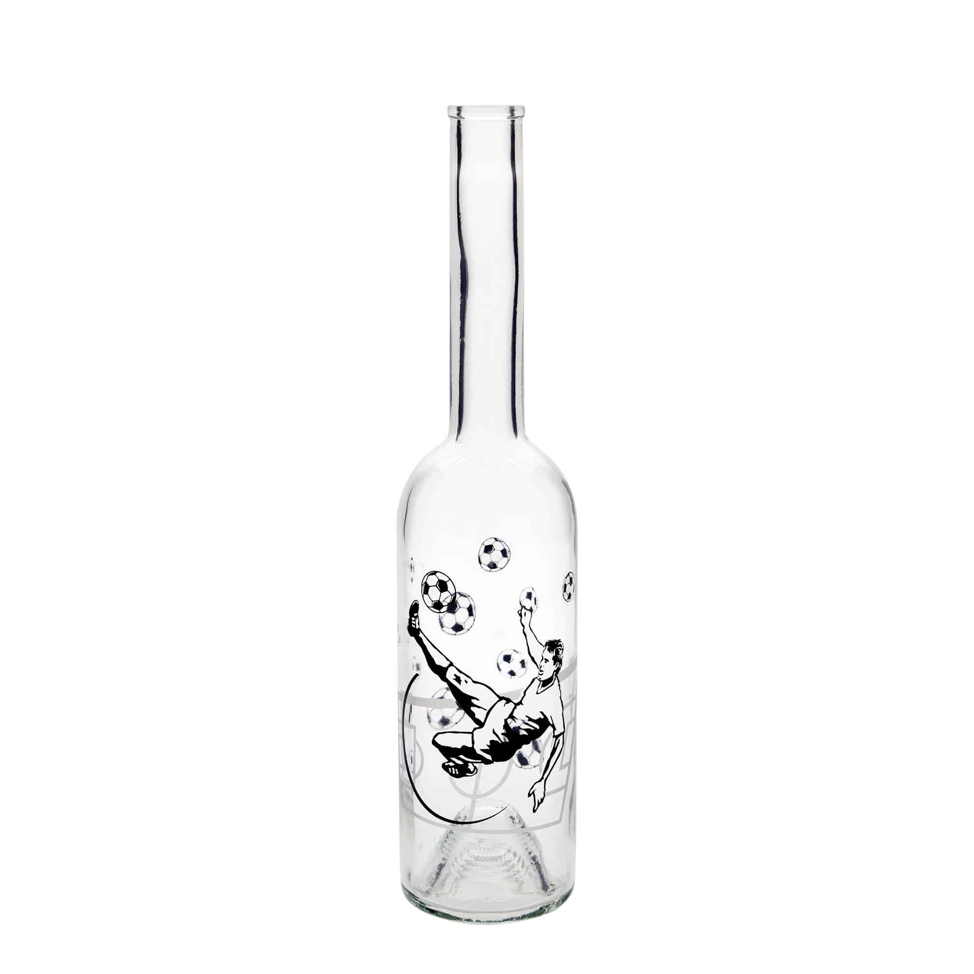 500 ml klaaspudel „Opera“, motiiv: jalgpallur, avale: kork