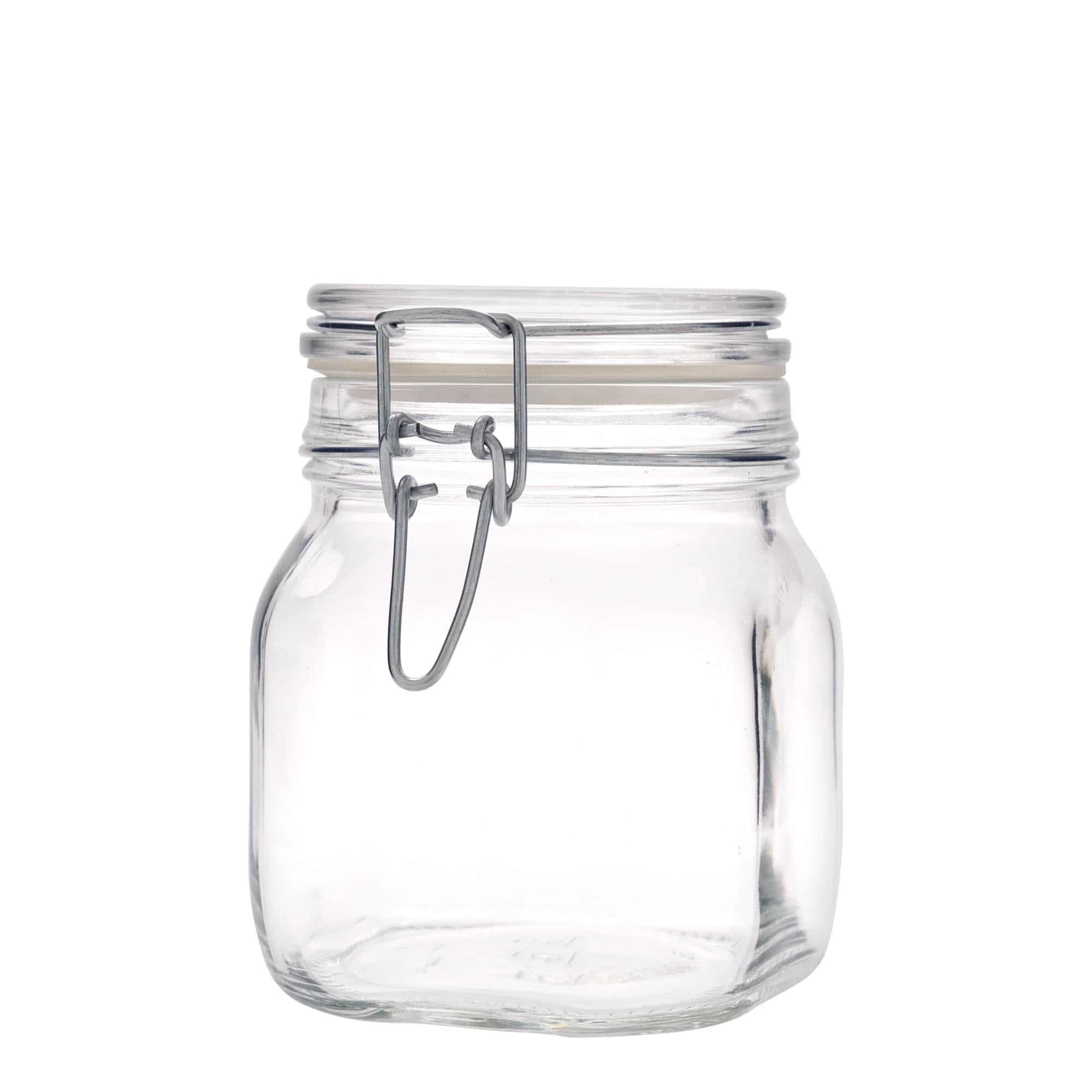 750 ml traadist sulguriga klaaspurk 'Fido', ruudukujuline, suuava: traadist sulgur