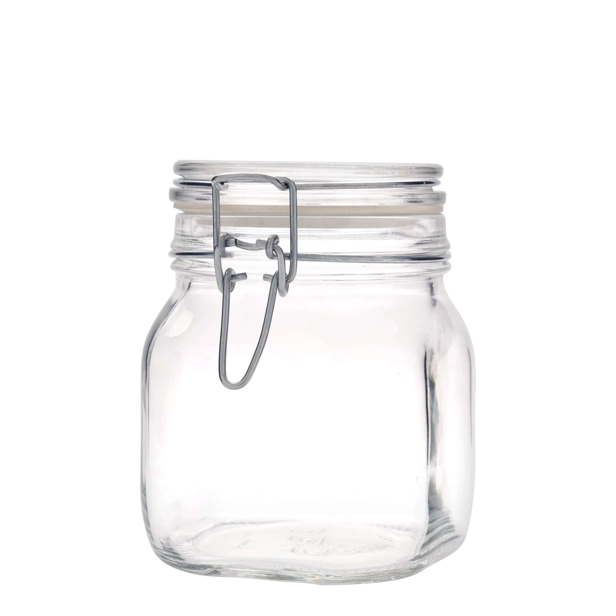 750 ml traadist sulguriga klaaspurk 'Fido', ruudukujuline, suuava: traadist sulgur